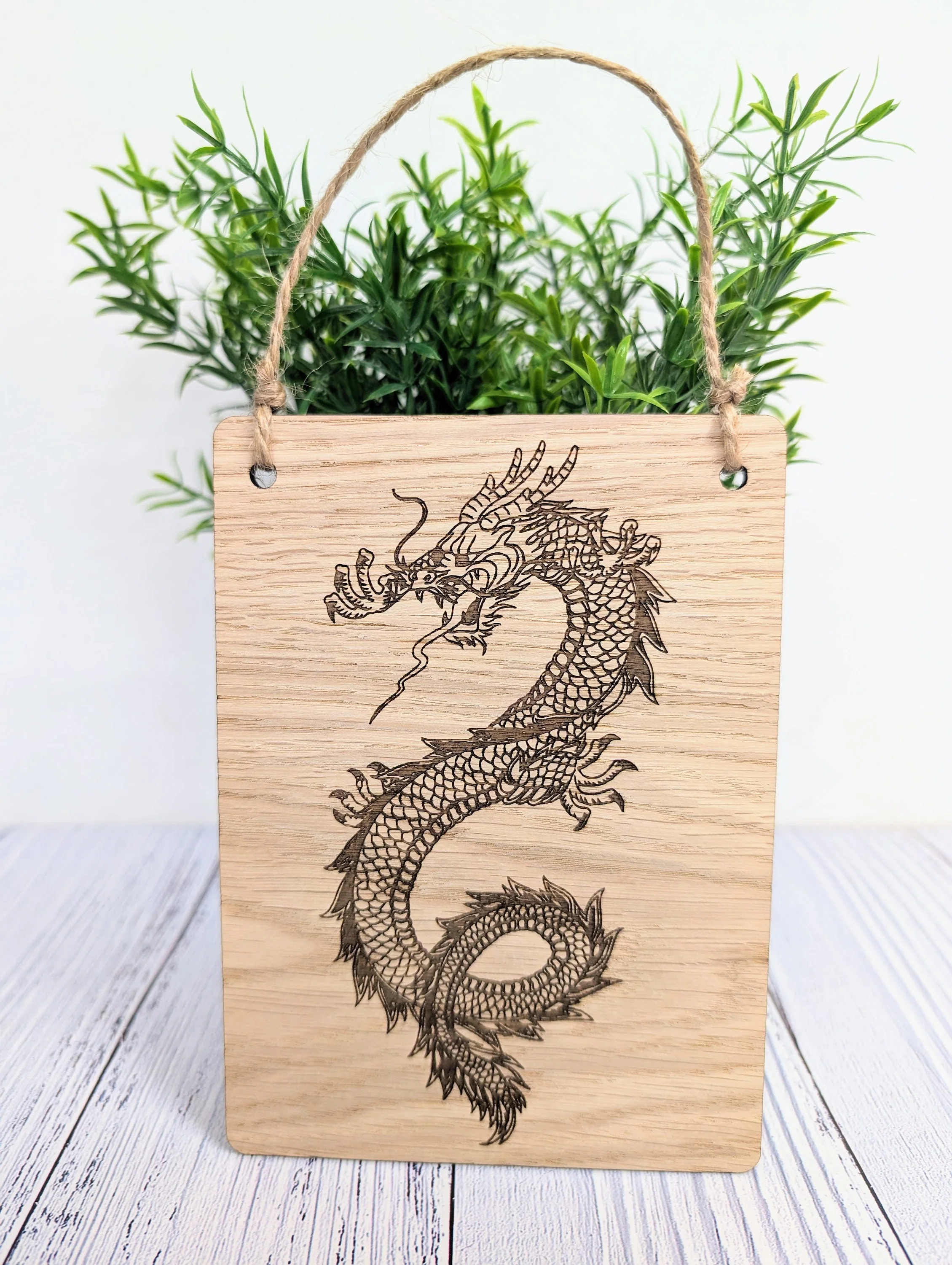 Handcrafted Dragon Wooden Sign - Timeless Fantasy Decor, Oak Veneer, Made in Wales | Perfect for Mythical Themed Gifts & Game Nights - Image 3