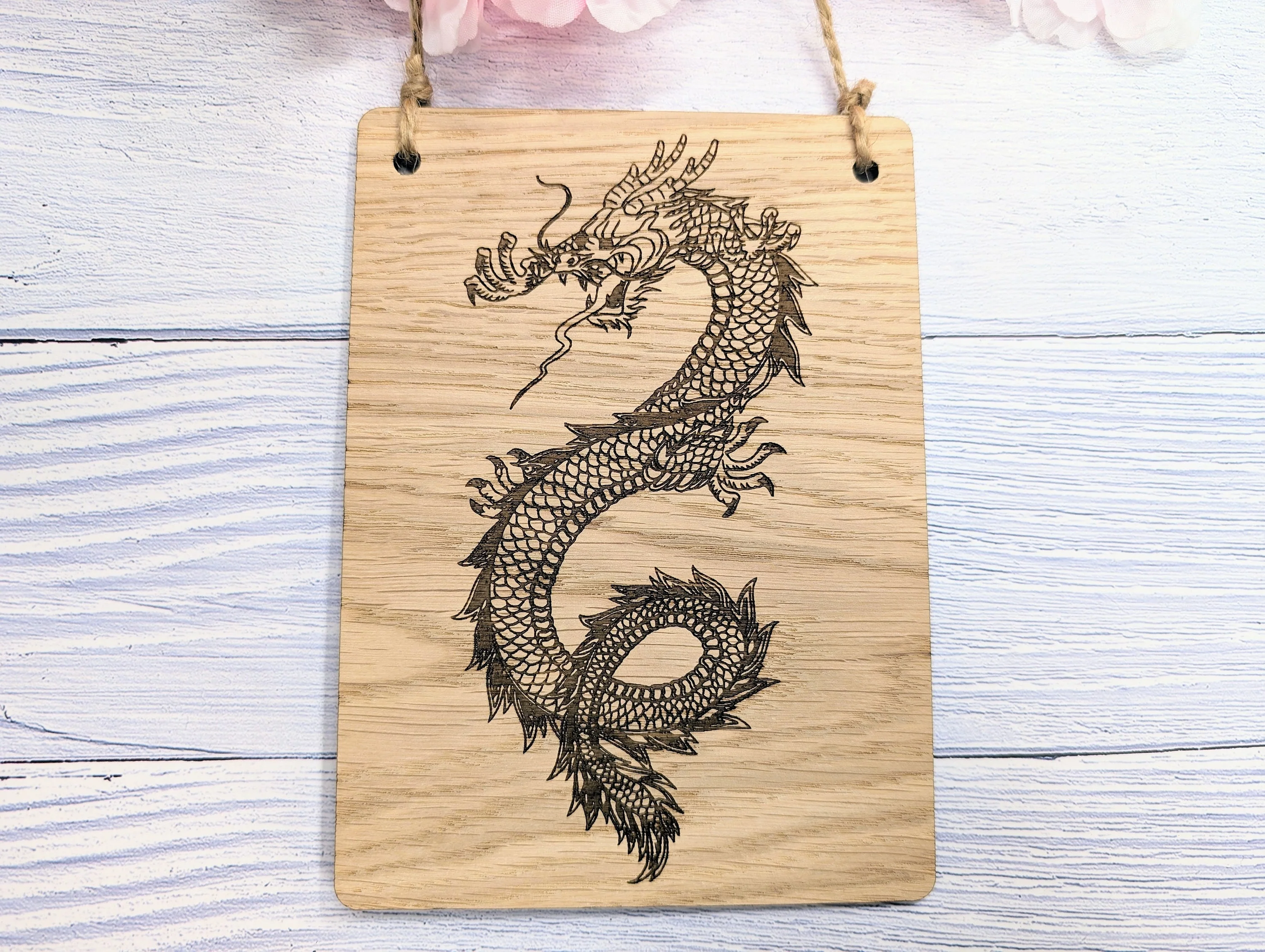Handcrafted Dragon Wooden Sign - Timeless Fantasy Decor, Oak Veneer, Made in Wales | Perfect for Mythical Themed Gifts & Game Nights - Image 5