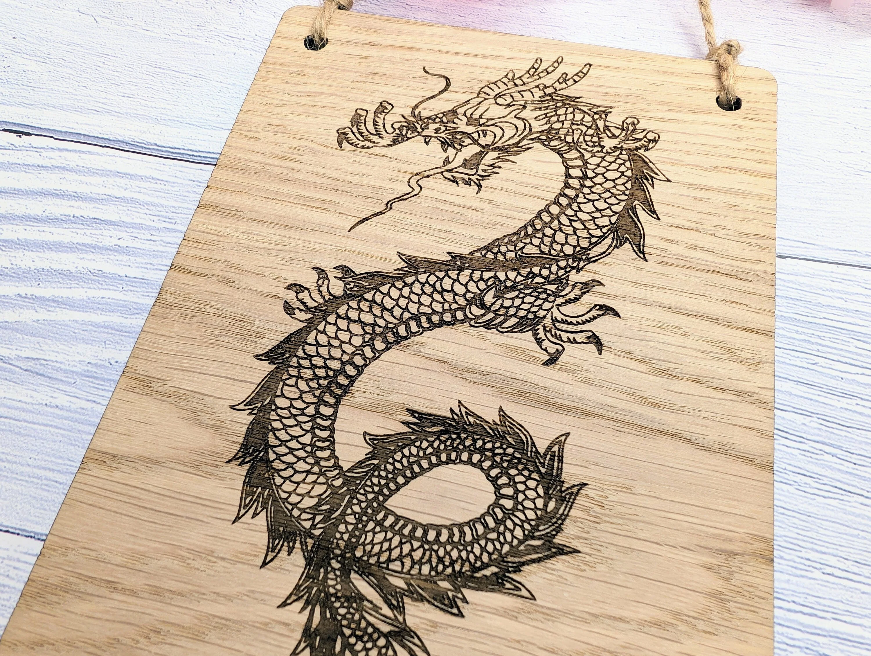 Handcrafted Dragon Wooden Sign - Timeless Fantasy Decor, Oak Veneer, Made in Wales | Perfect for Mythical Themed Gifts & Game Nights - Image 6