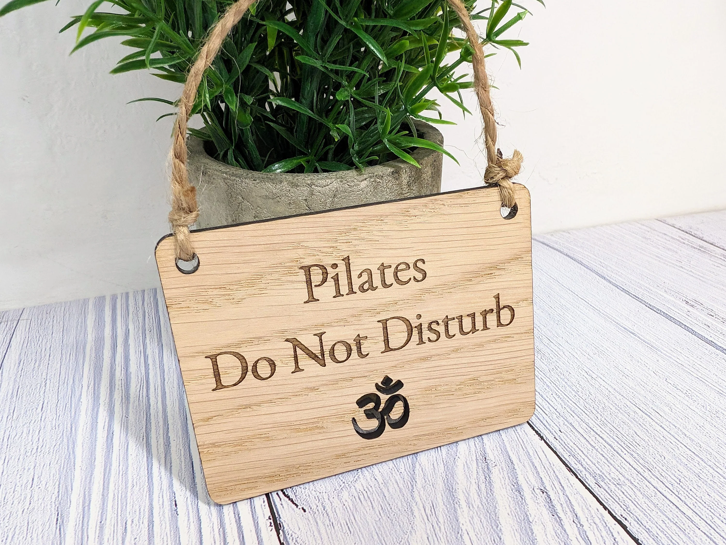 Handcrafted 'Pilates Session' Oak Door Sign - Peaceful Namaste Symbol Cut-Out - Choose Your Size - Eco-Friendly Home Decor - Image 4
