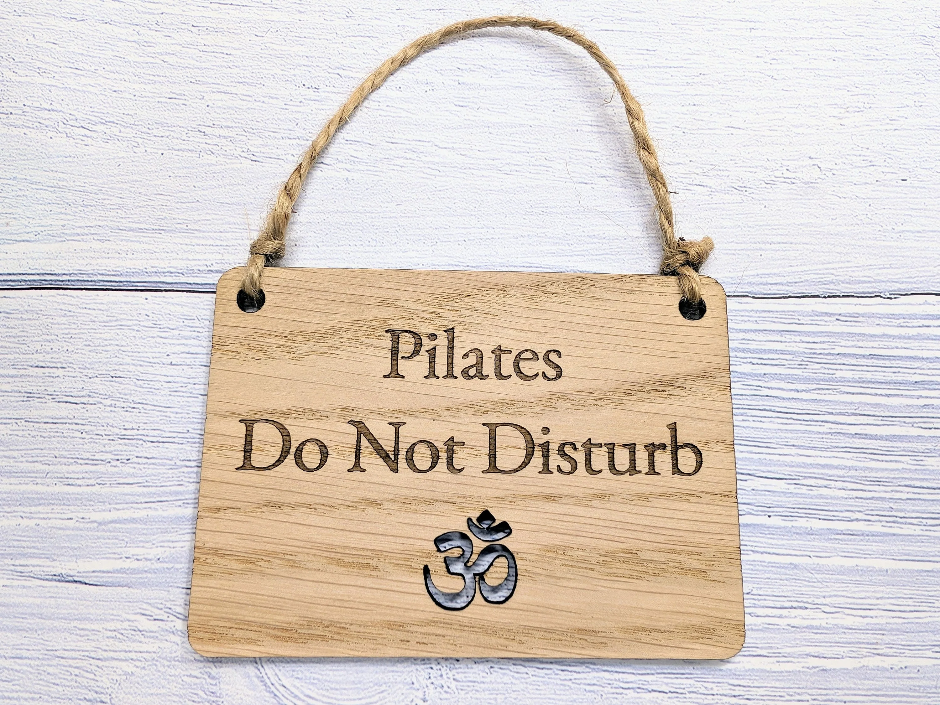 Handcrafted 'Pilates Session' Oak Door Sign - Peaceful Namaste Symbol Cut-Out - Choose Your Size - Eco-Friendly Home Decor - Image 5