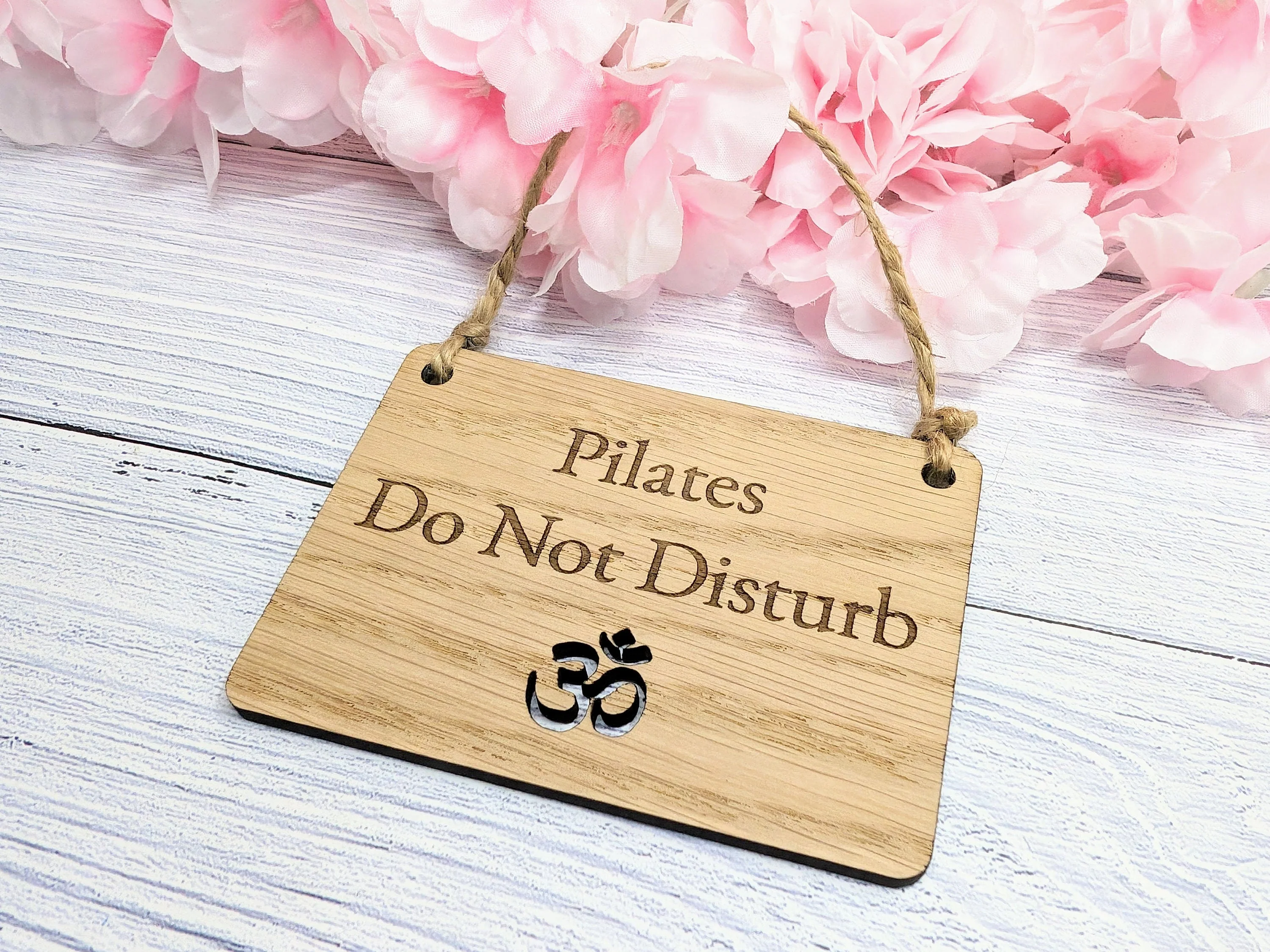 Handcrafted 'Pilates Session' Oak Door Sign - Peaceful Namaste Symbol Cut-Out - Choose Your Size - Eco-Friendly Home Decor - Image 7