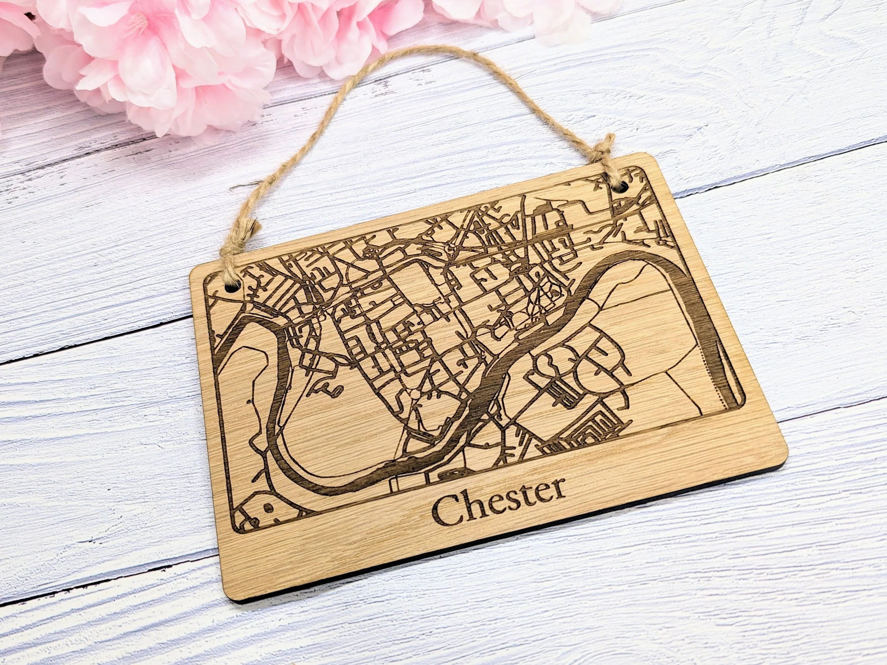 Handcrafted Wooden Map Wall Art of Chester, UK - Unique Home Decor or Thoughtful Gift - 4 Sizes Available - Customisable - Image 4