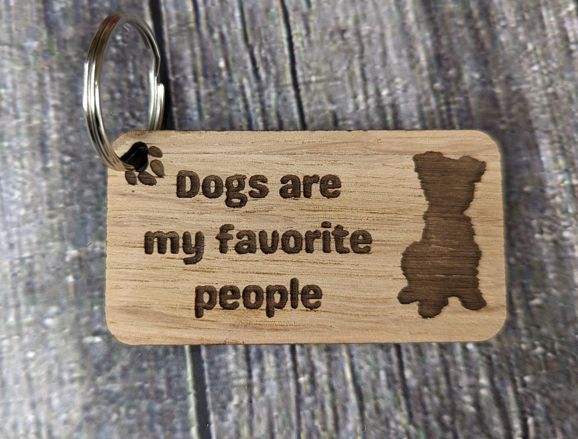 Handmade Oak Veneer Keyring 'Dogs Are My Favourite People', Sustainable Dog Lover Accessory, Ideal Gift for Canine Enthusiasts & Pet Parents