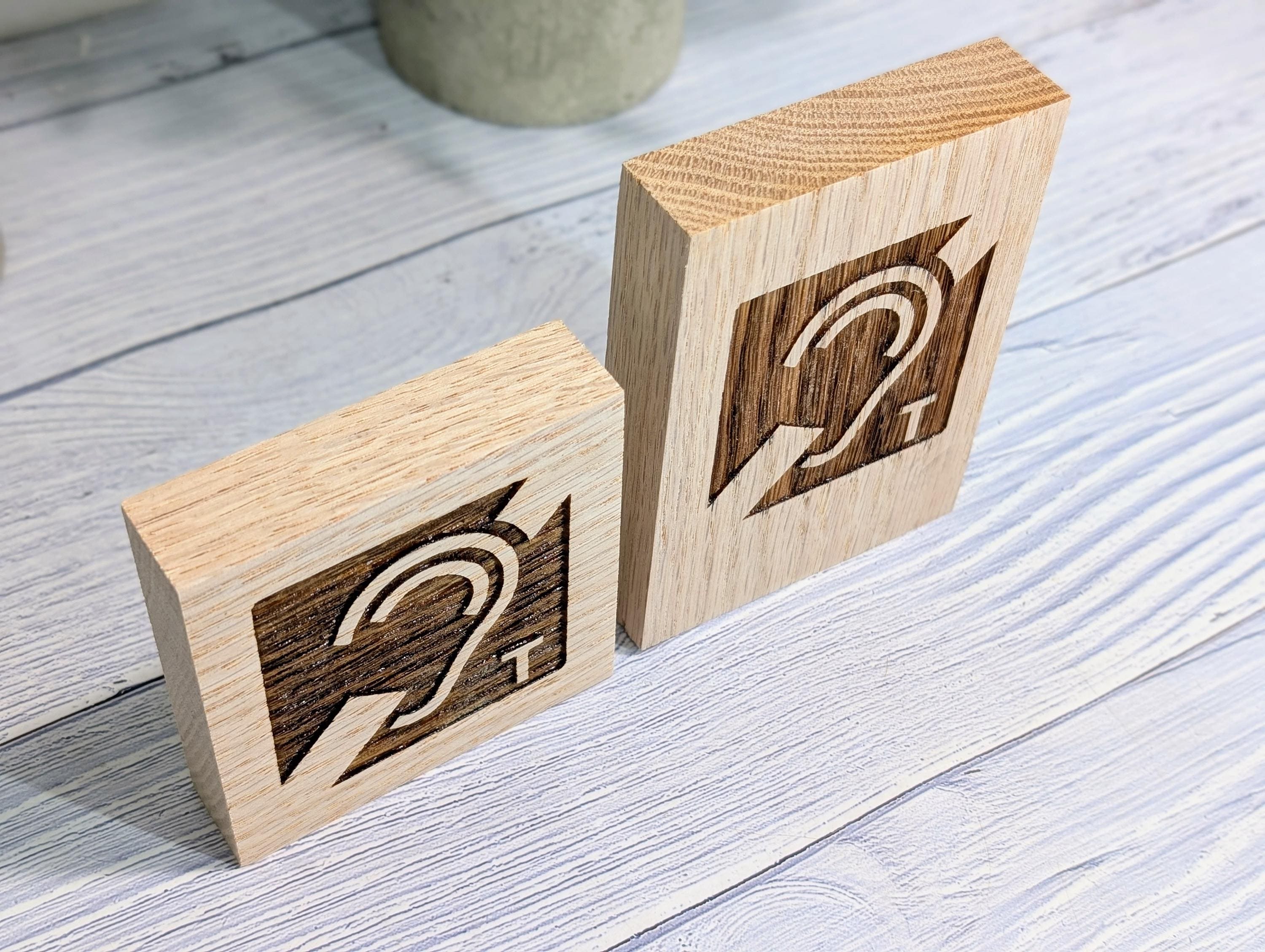 Hearing Loop Sign - Freestanding Engraved Oak Block - Accessible Signage for Businesses and Public Spaces - 2 Sizes - Hearing Aid Symbol - Image 3