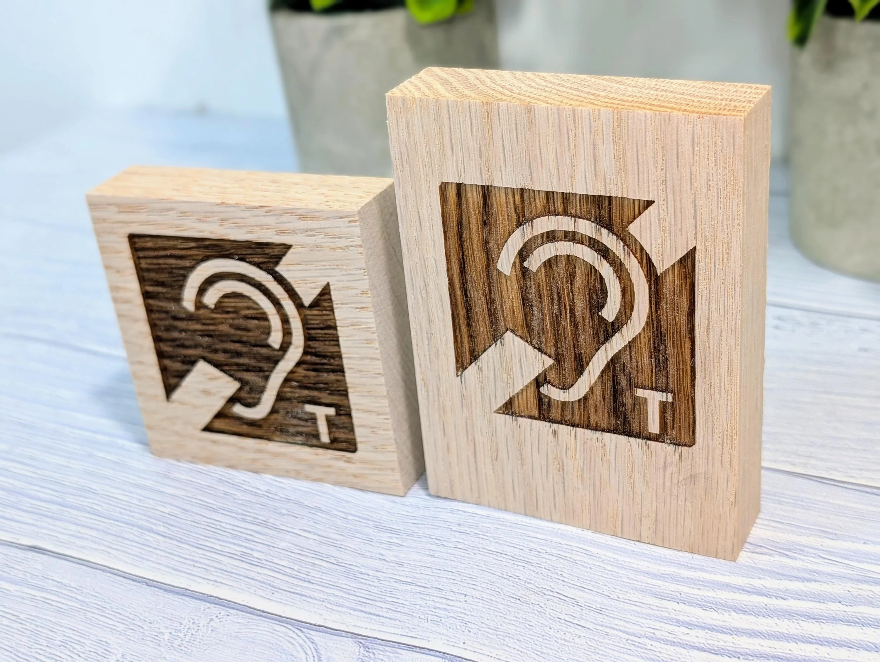 Hearing Loop Sign - Freestanding Engraved Oak Block - Accessible Signage for Businesses and Public Spaces - 2 Sizes - Hearing Aid Symbol - Image 5