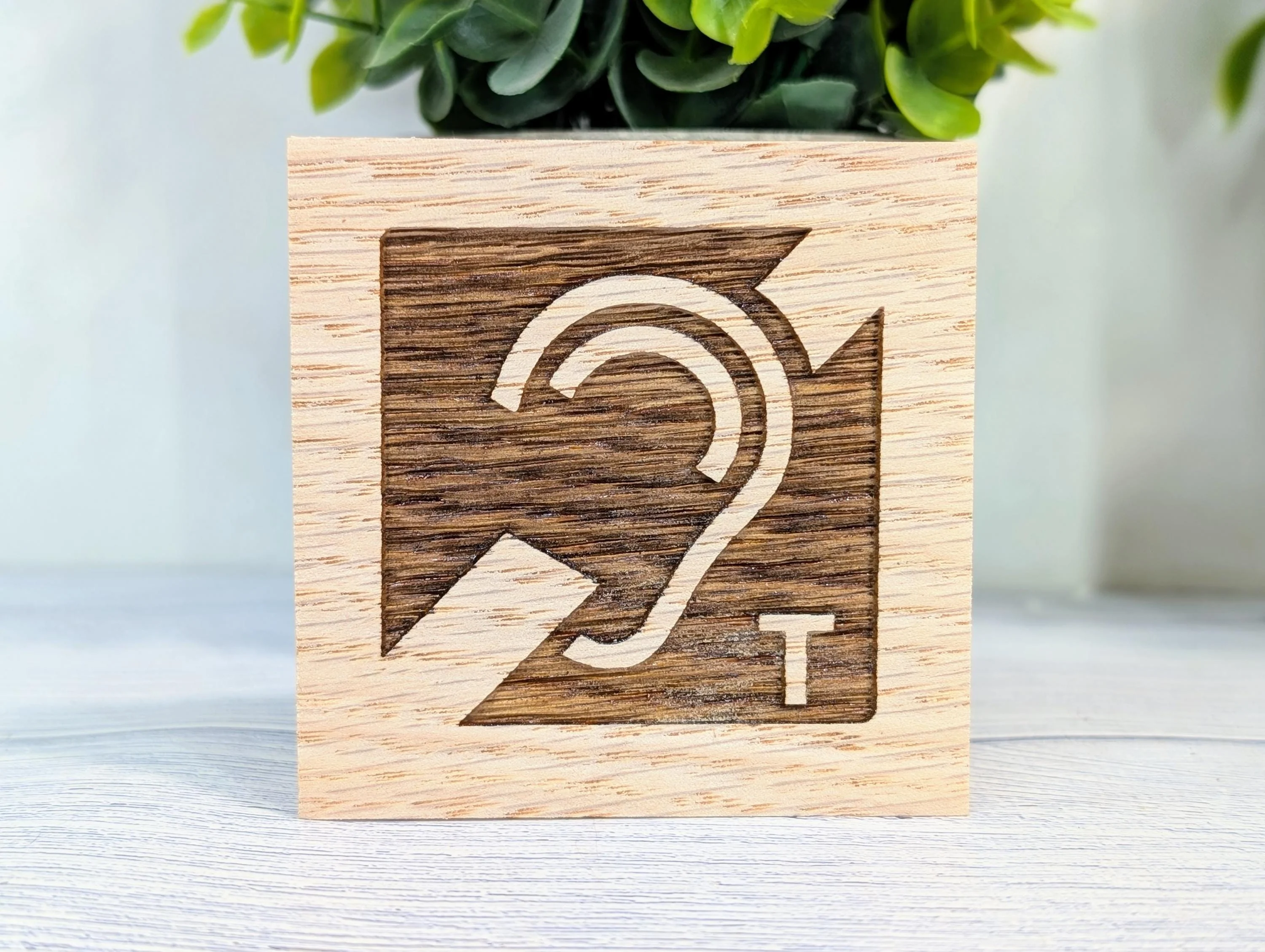Hearing Loop Sign - Freestanding Engraved Oak Block - Accessible Signage for Businesses and Public Spaces - 2 Sizes - Hearing Aid Symbol - Image 6