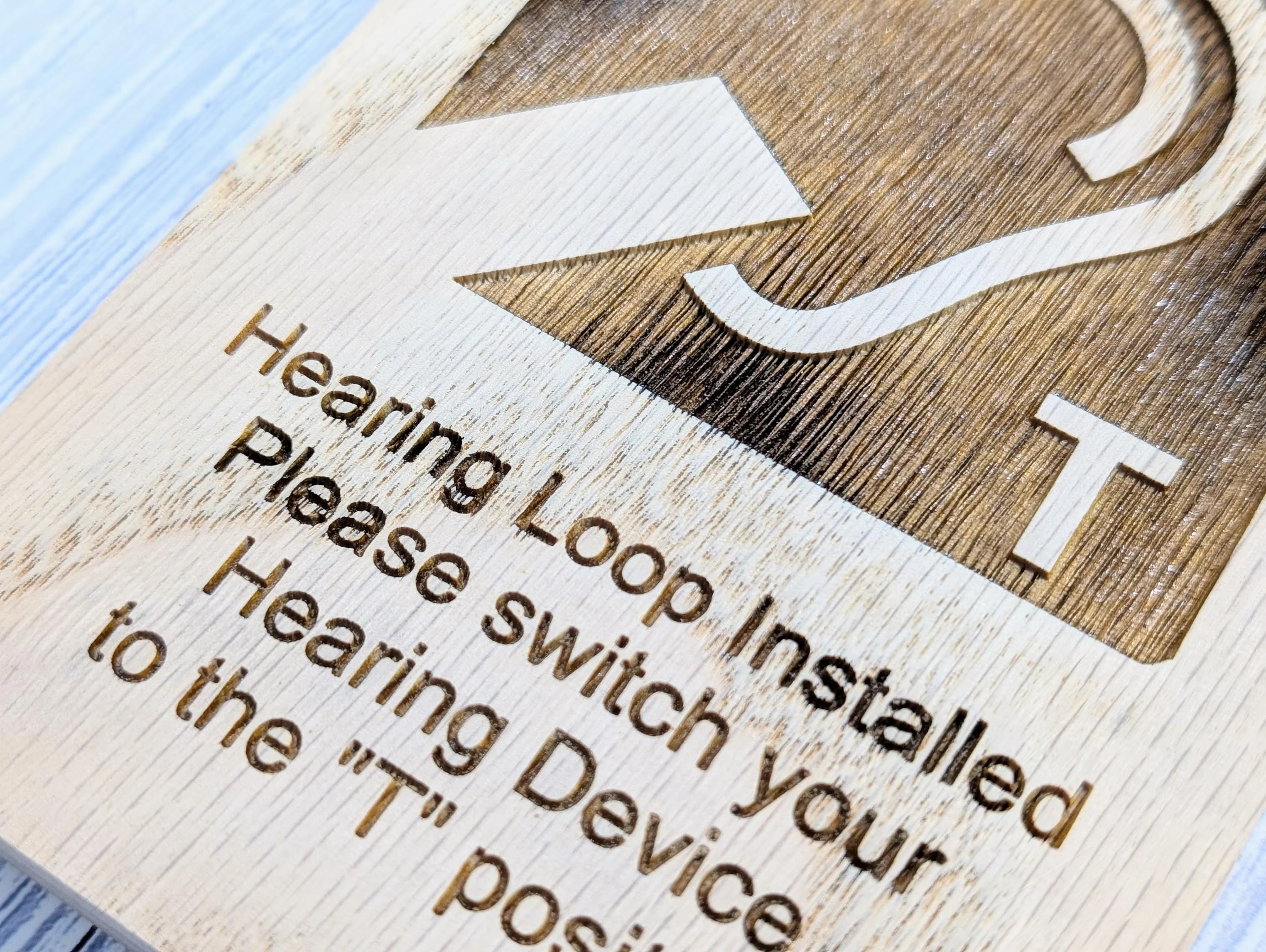 Hearing Loop Signage - Accessible Signs for Businesses and Public Spaces - Freestanding Engraved Oak Block - 2 Sizes - Hearing Aid Symbol - Image 7