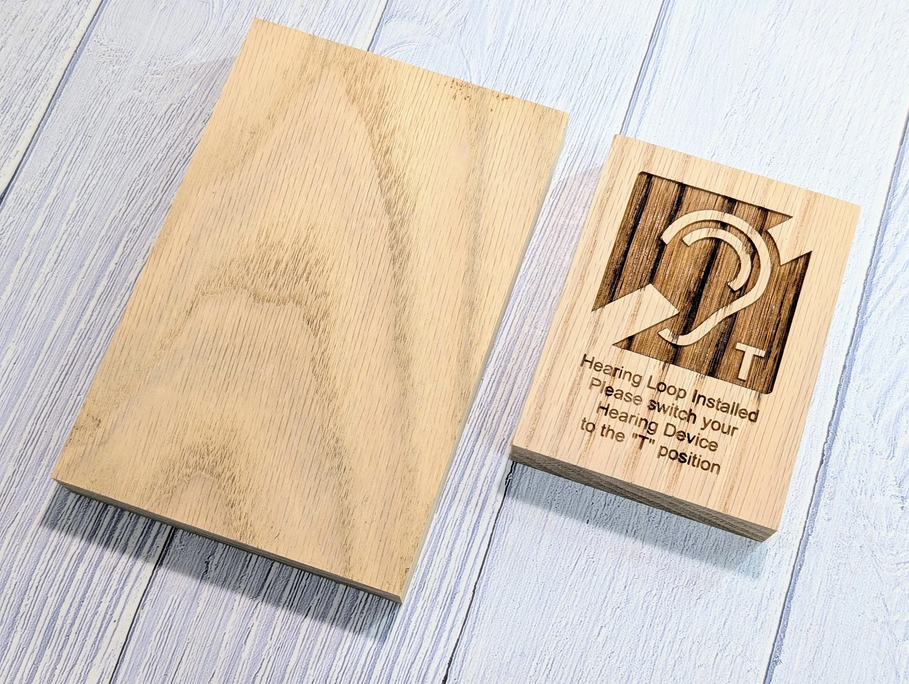 Hearing Loop Signage - Accessible Signs for Businesses and Public Spaces - Freestanding Engraved Oak Block - 2 Sizes - Hearing Aid Symbol - Image 9