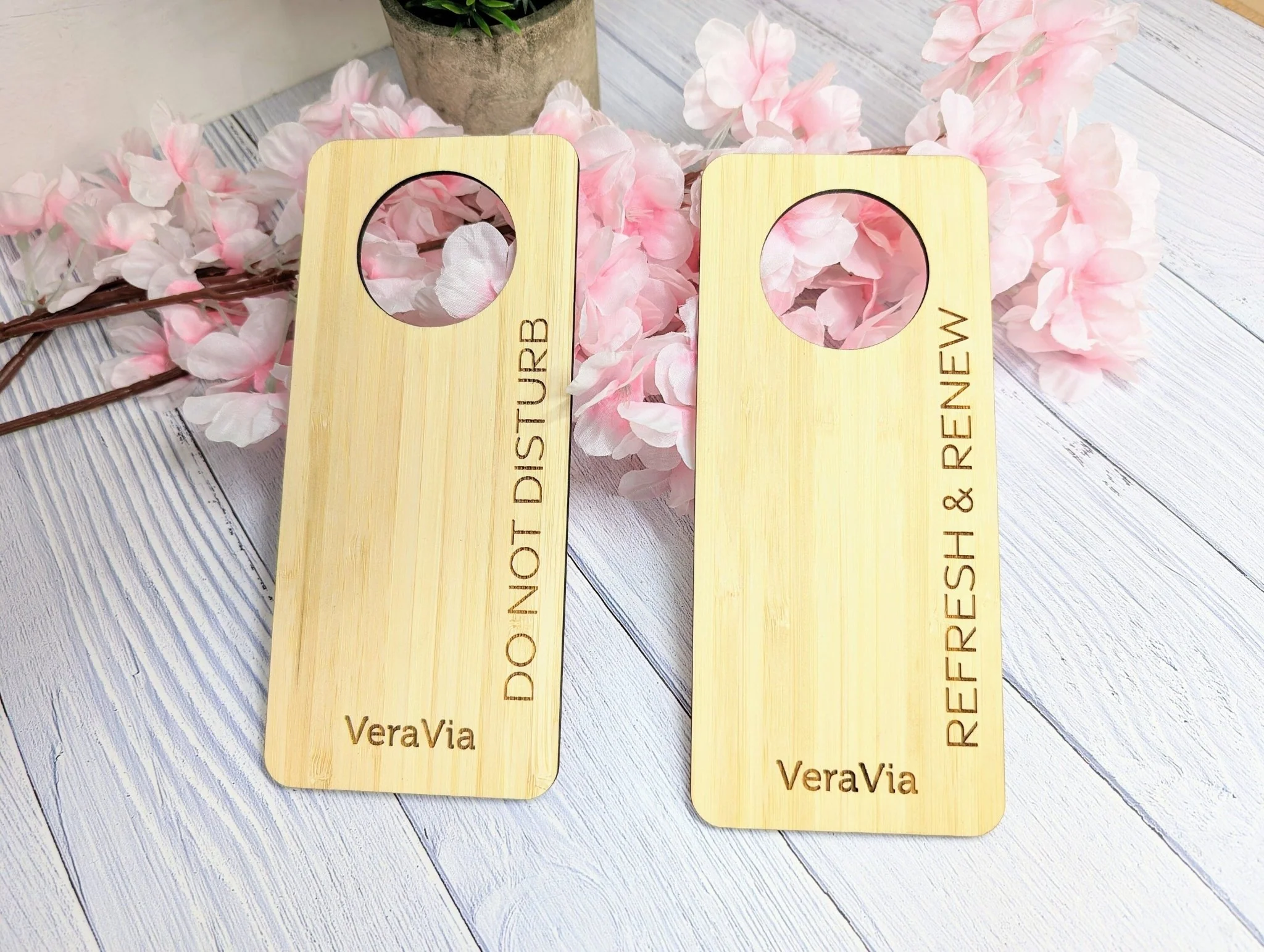 Hotel Door Hangers - Free Design Service, Bamboo "Please Clean the Room" and "Please Do Not Disturb" Door Signs, Hotel Sign, Bedroom Signs - Image 4