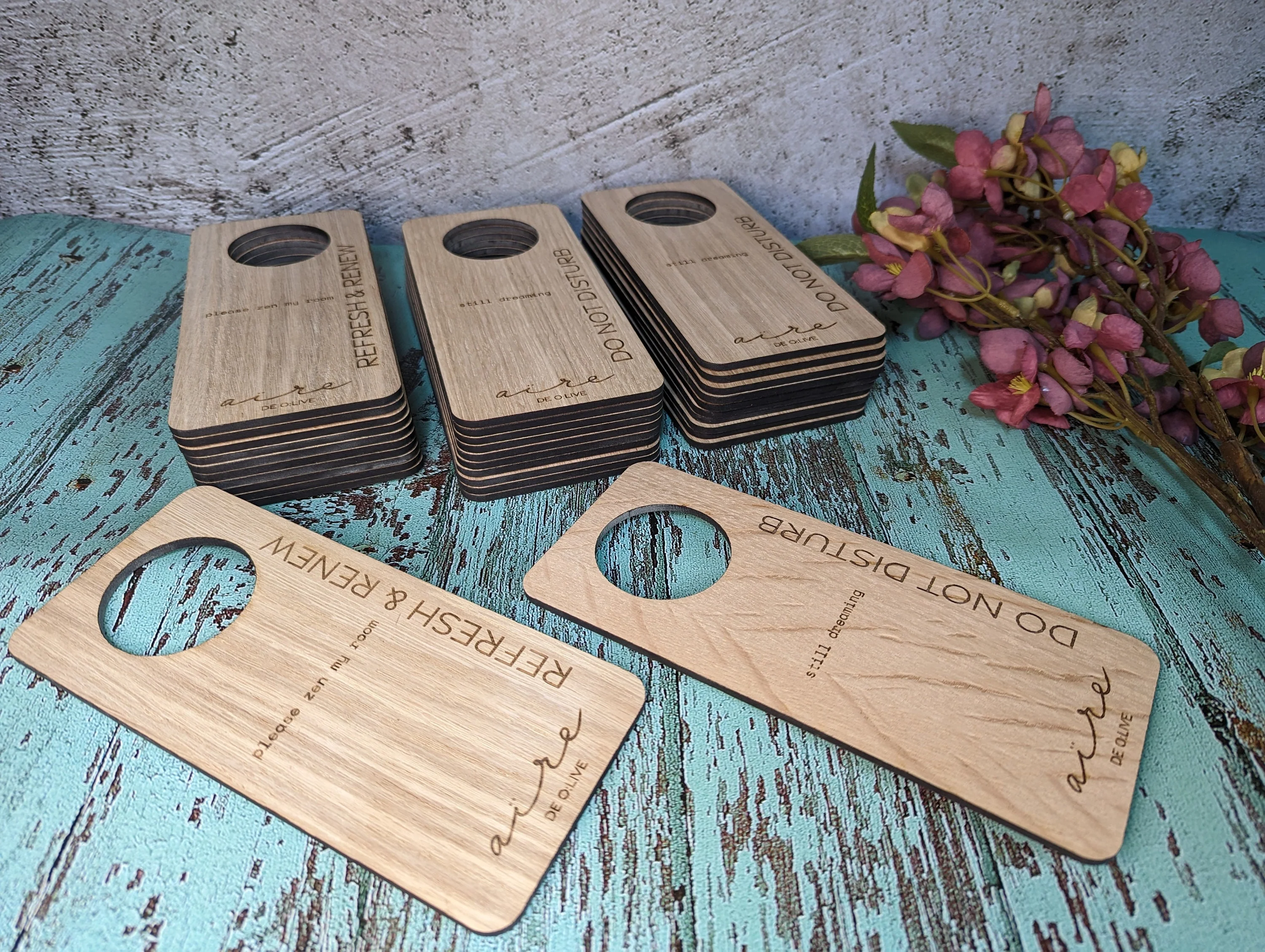 Hotel Door Hangers - Free Design Service, Wooden "Please Clean the Room" and "Please Do Not Disturb" Door Signs, Hotel Sign, Bedroom Signs - Image 5