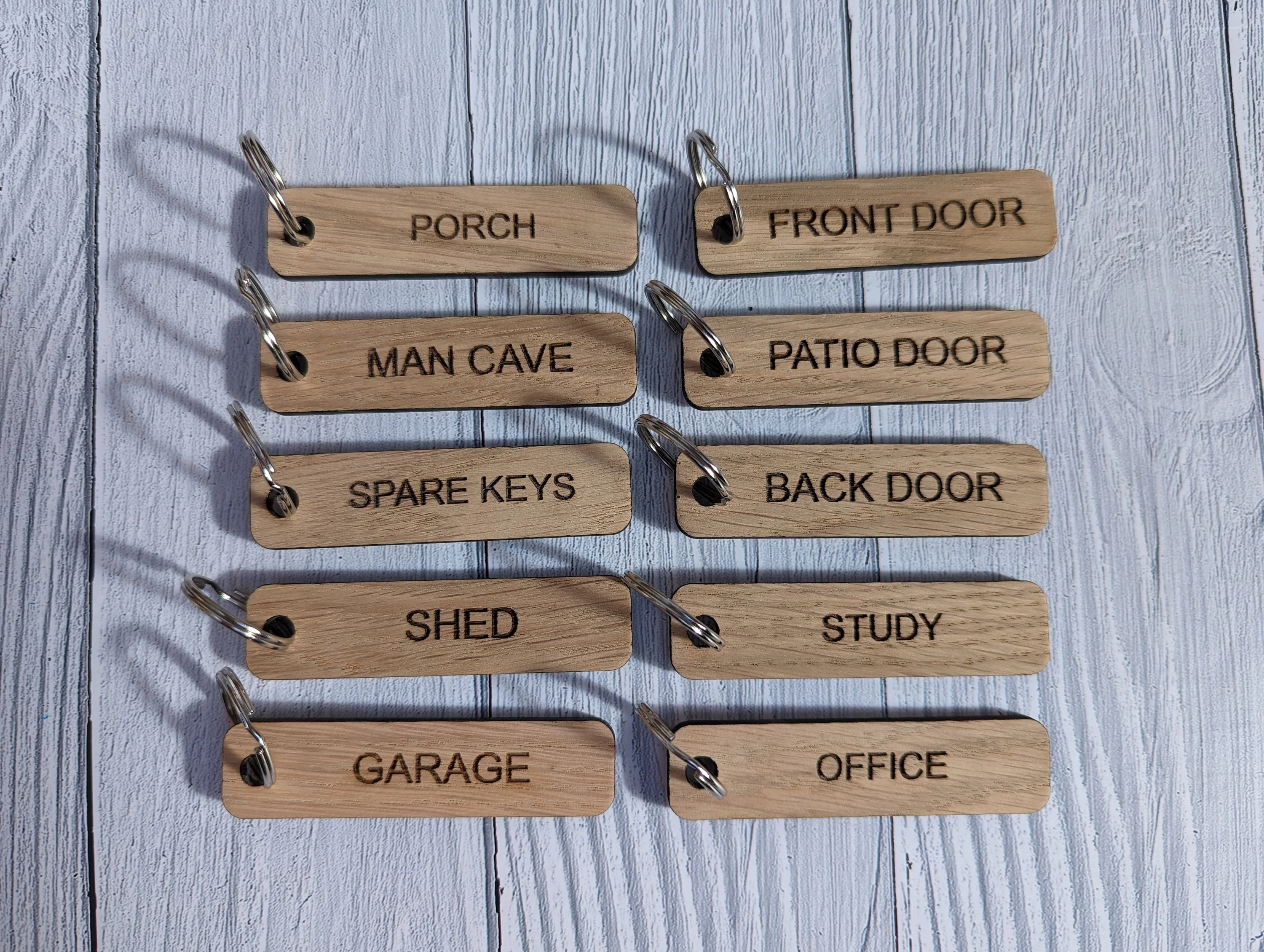 House Key Tags, Handcrafted Eco-Friendly Wooden House Key Tags, House Keyrings, Homewarming Gift, House Keys Labelled - Image 2