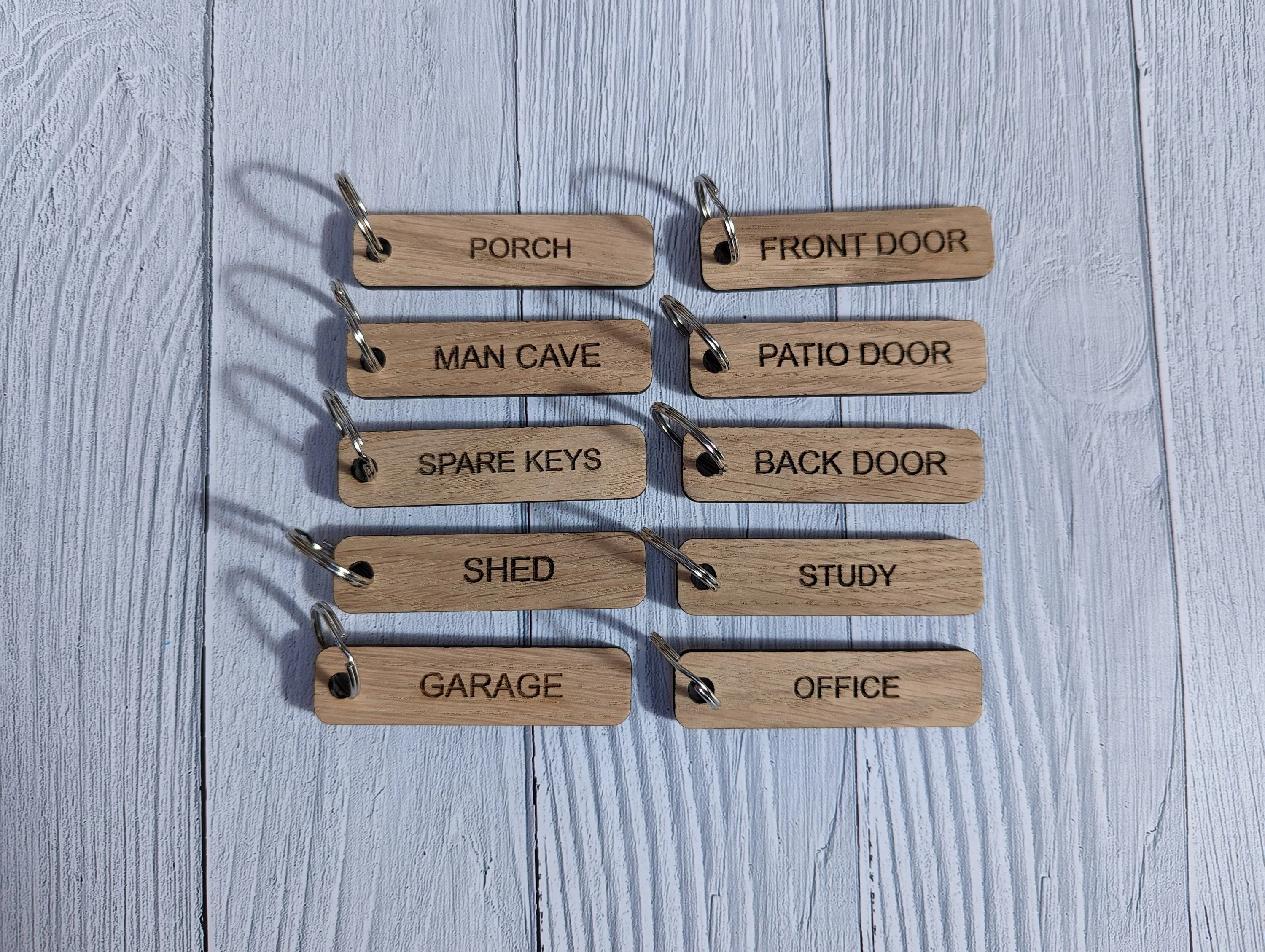 House Key Tags, Handcrafted Eco-Friendly Wooden House Key Tags, House Keyrings, Homewarming Gift, House Keys Labelled - Image 3
