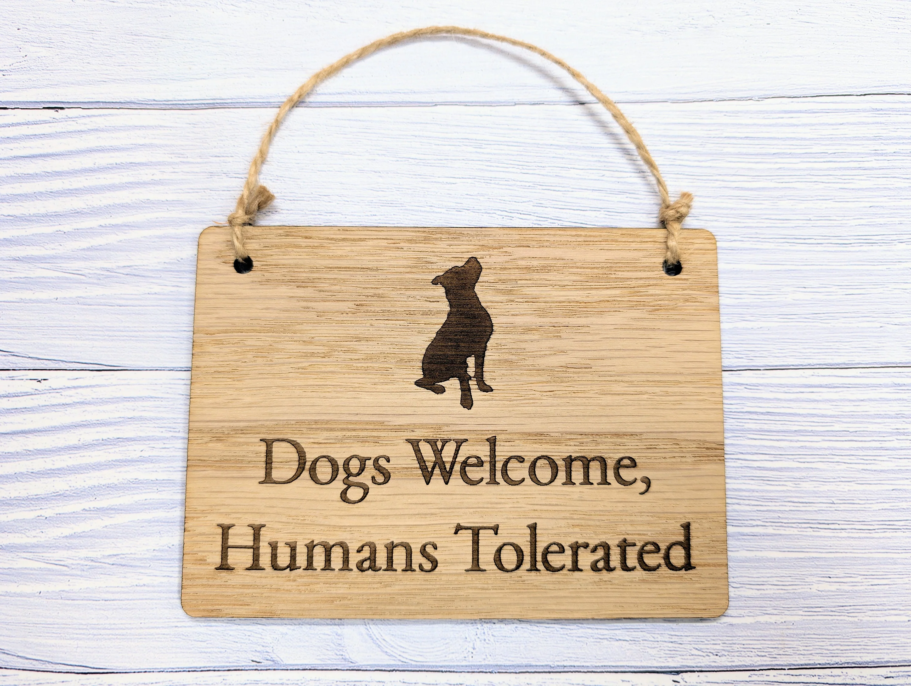 Humorous Dog-Friendly Wooden Sign - "Dogs Welcome, Humans Tolerated" - Perfect for Dog Lovers, Cafes, and Pet Shops | Indoor Sign - Image 2