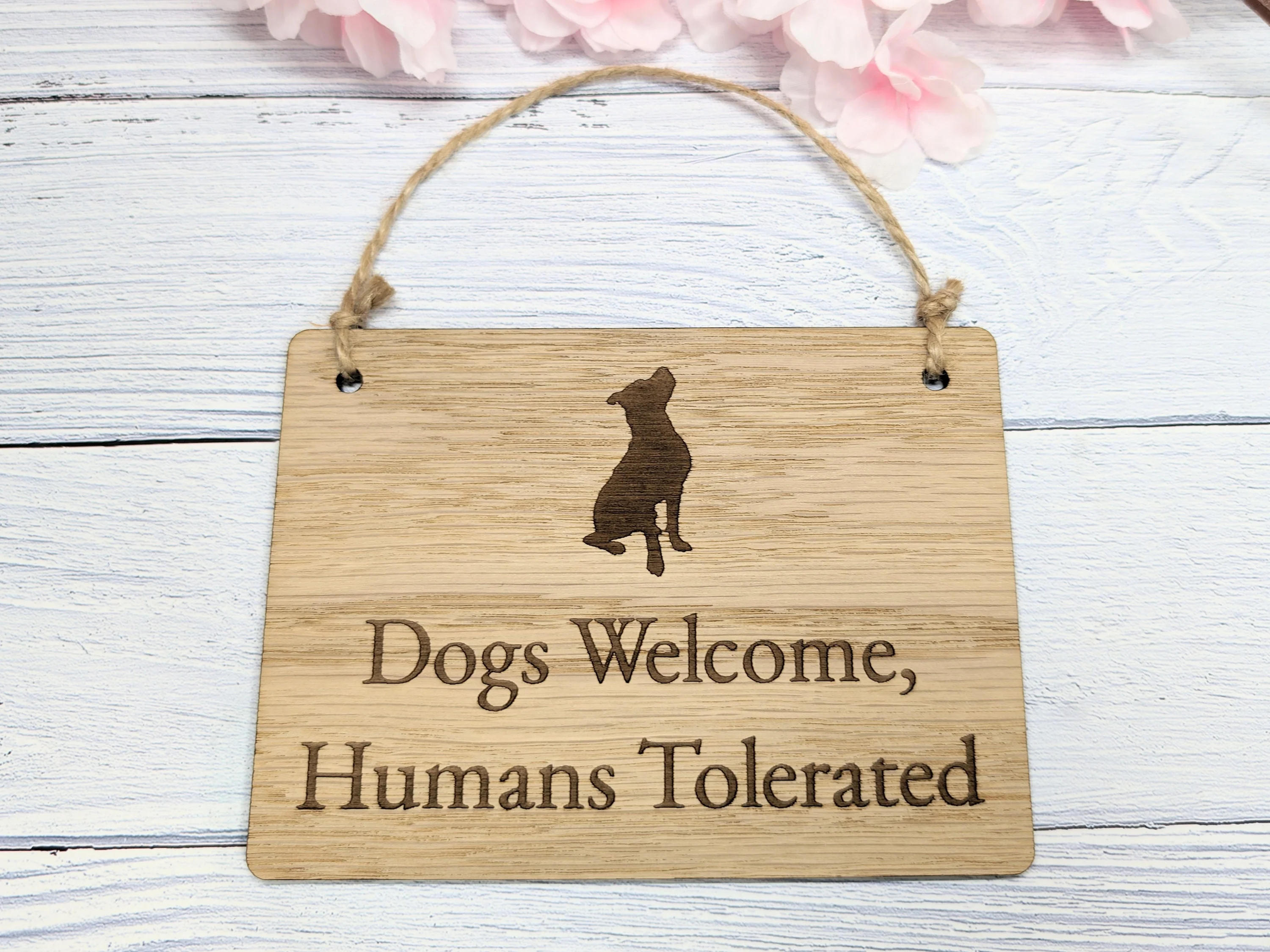 Humorous Dog-Friendly Wooden Sign - "Dogs Welcome, Humans Tolerated" - Perfect for Dog Lovers, Cafes, and Pet Shops | Indoor Sign - Image 4