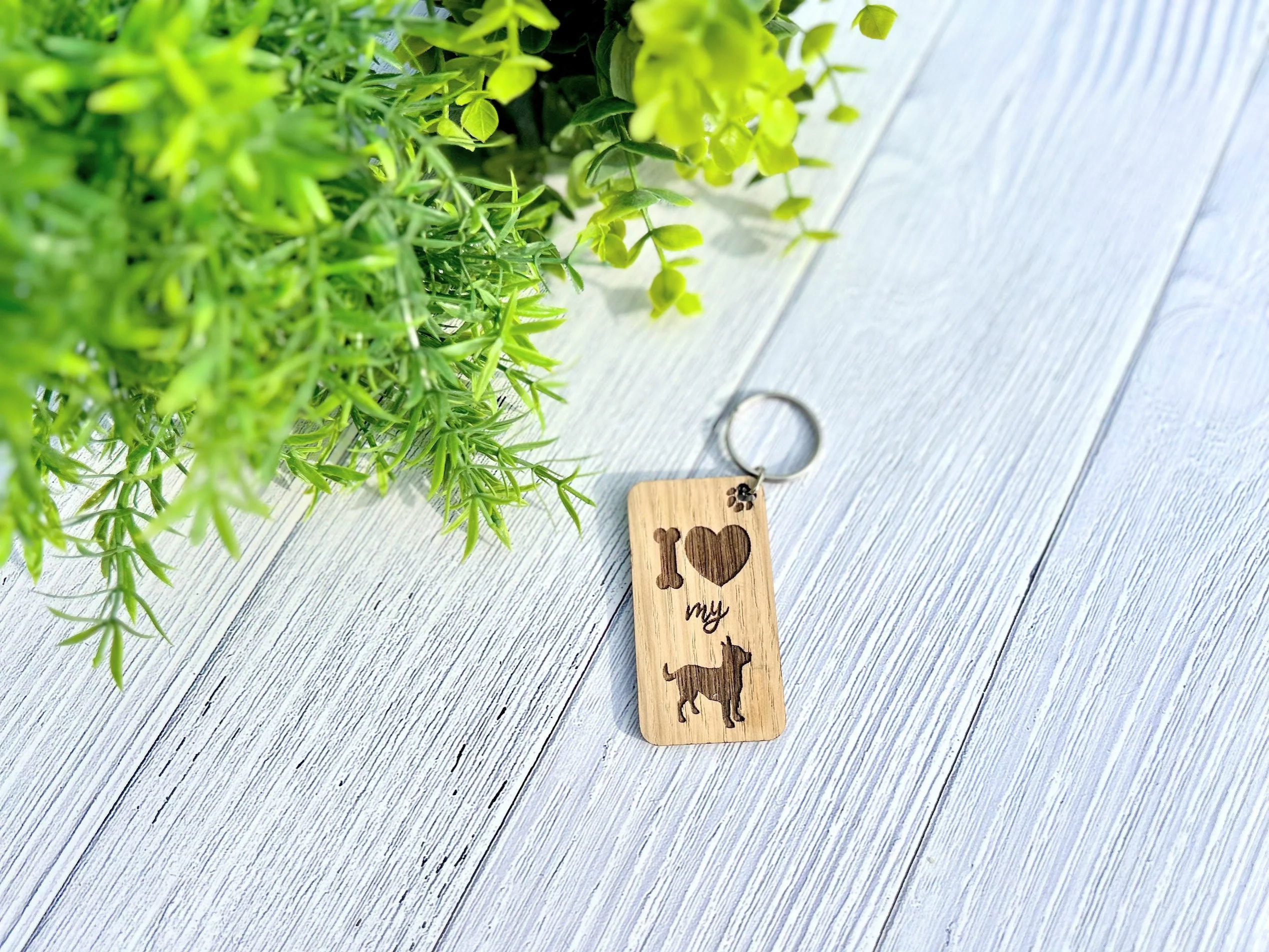 I Love my Short-Haired Chihuahua Wooden Keyring | Oak Dog Keychain | Gift For Chihuahua Parent | Doggy Key Tag Gift - Image 4
