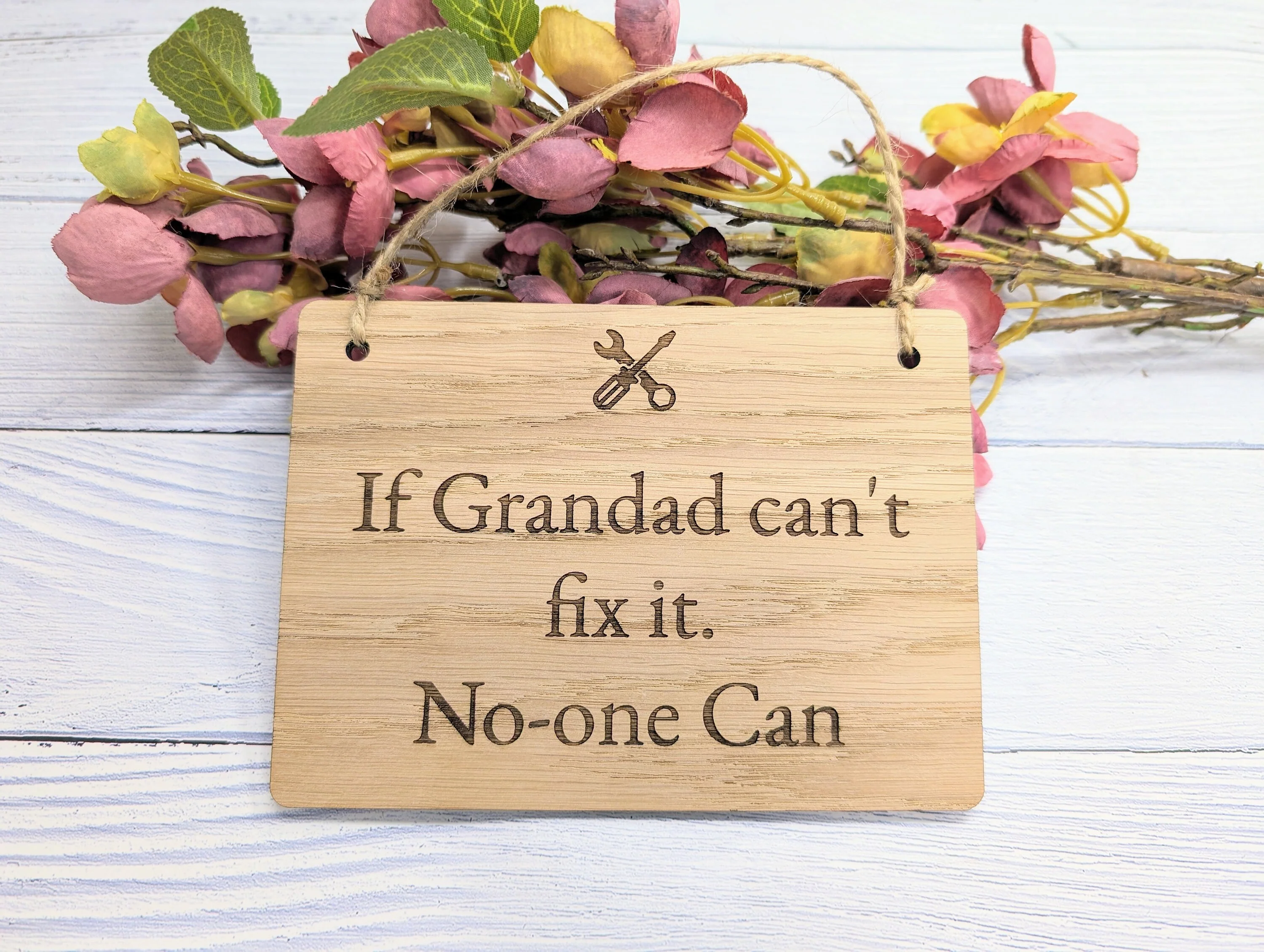 If Grandad Can't Fix It - Personalised Sign - Oak MDF, Custom Workshop Plaque, 4 Sizes, Eco-Friendly, Unique Gift - Image 3