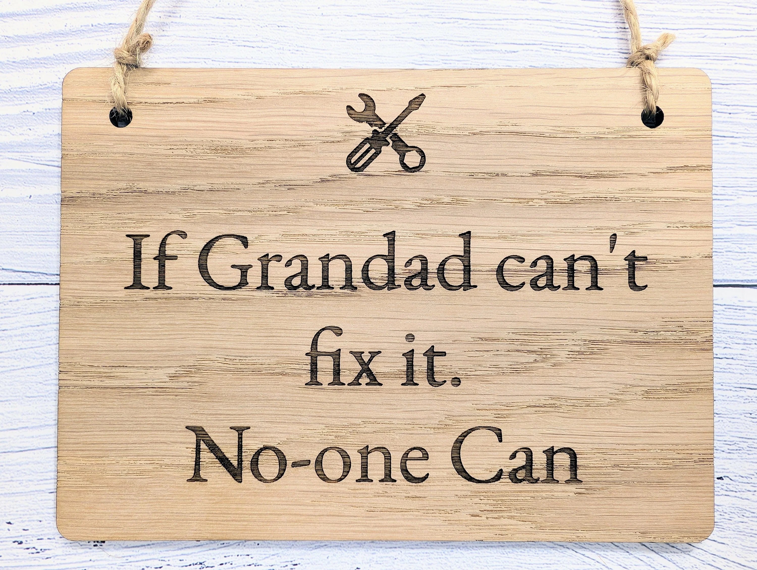 If Grandad Can't Fix It - Personalised Sign - Oak MDF, Custom Workshop Plaque, 4 Sizes, Eco-Friendly, Unique Gift - Image 9