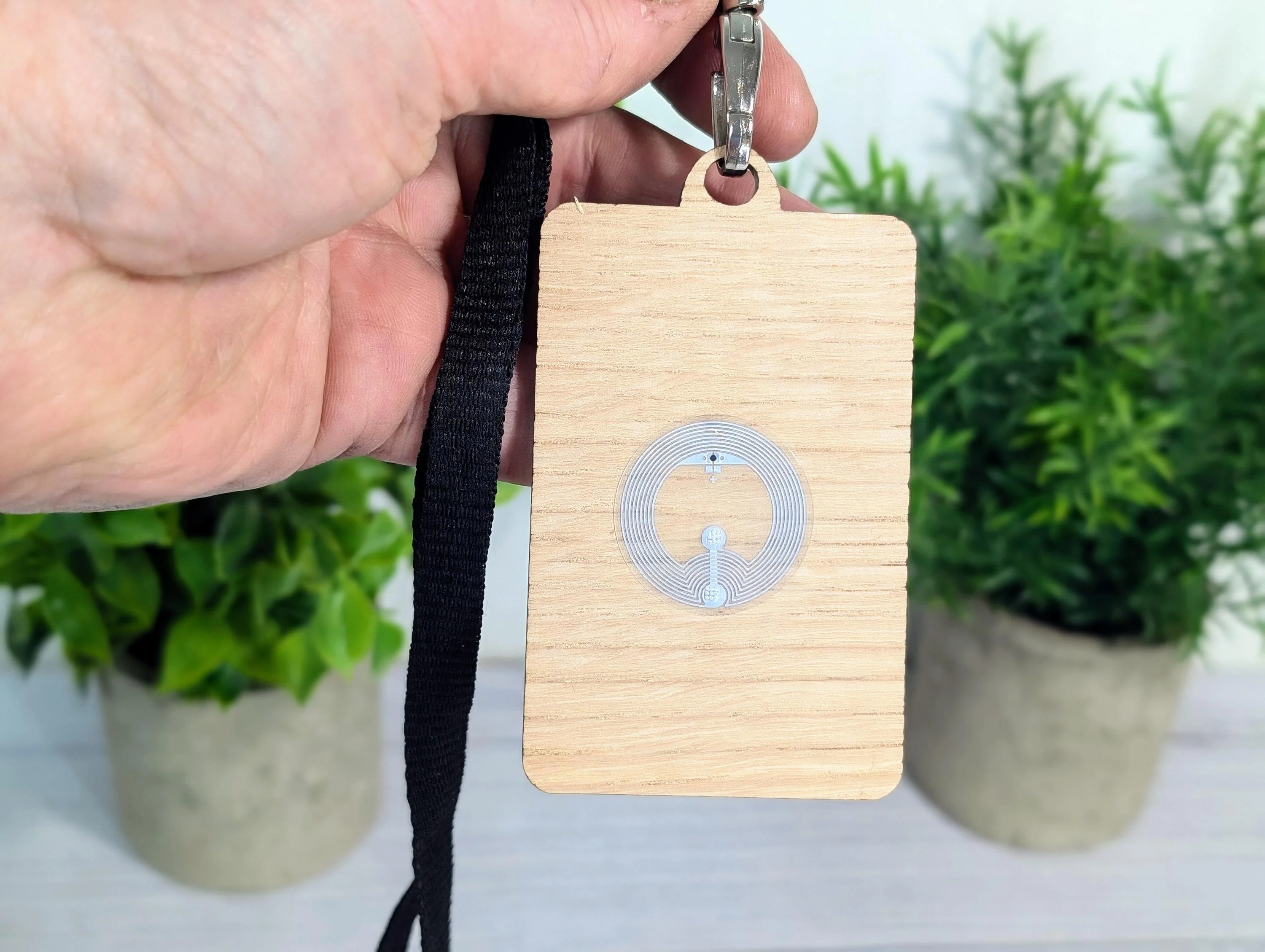 Interactive NFC Logo Wooden Badges with Eco Lanyards - Personalised NFC Link, Custom Branded Event Staff Badges, Exhibition Promotional - Image 2
