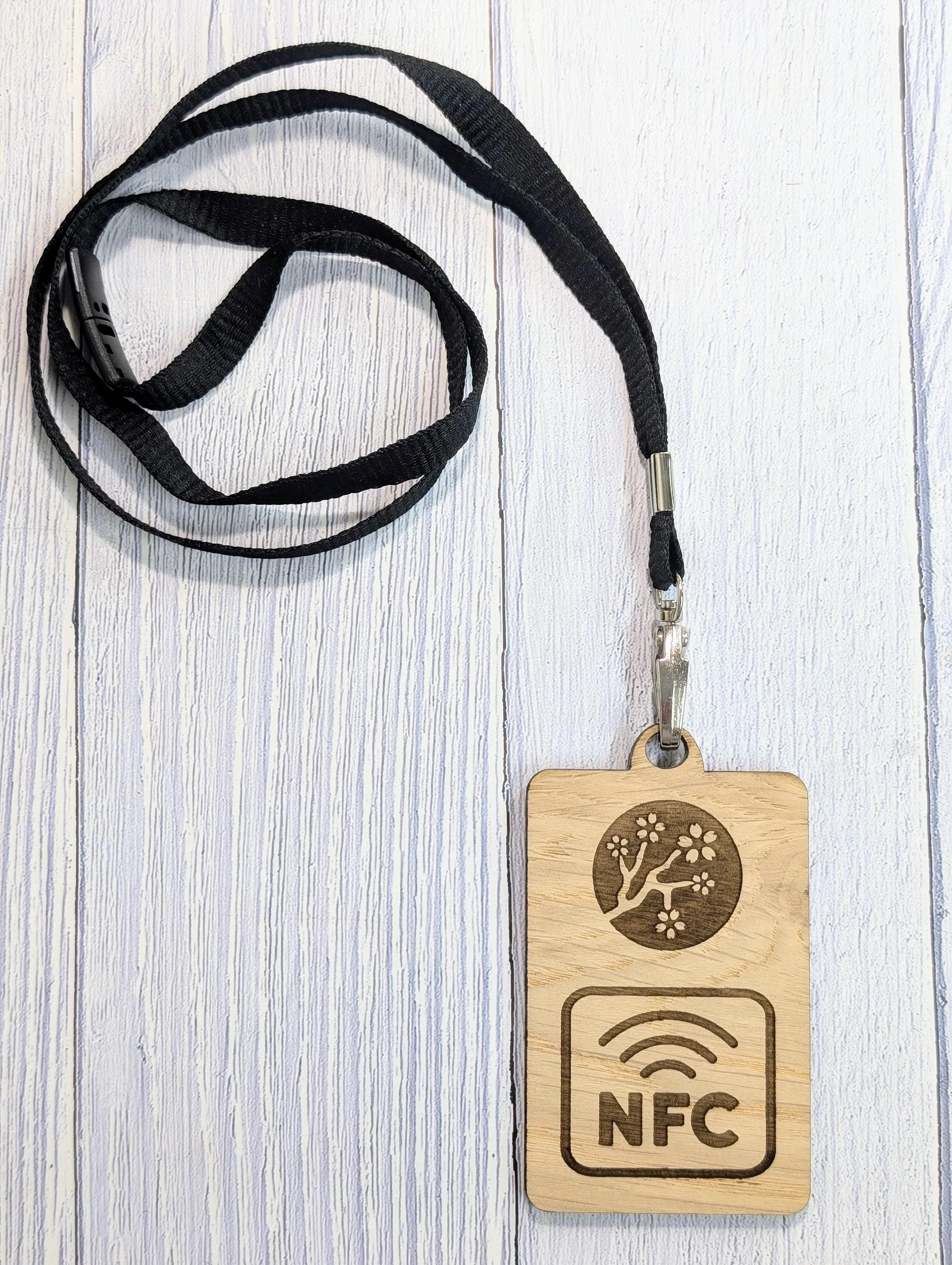 Interactive NFC Logo Wooden Badges with Eco Lanyards - Personalised NFC Link, Custom Branded Event Staff Badges, Exhibition Promotional - Image 4