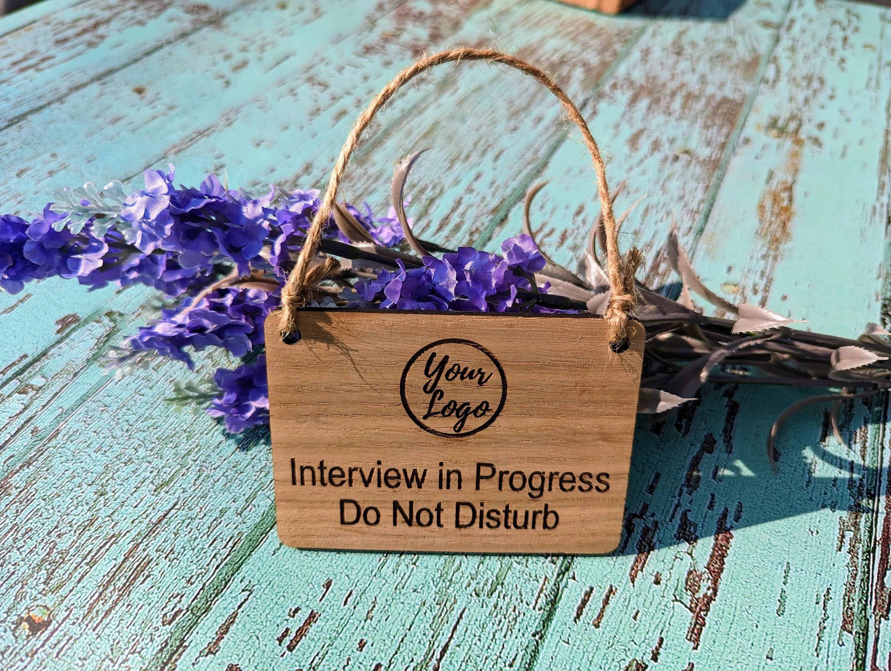 Interview in Progress, Do Not Disturb - Hanging Sign, 4 Sizes, Add Your Text or Logo, Personalised Wooden Hanging Sign,Door Sign - Image 5