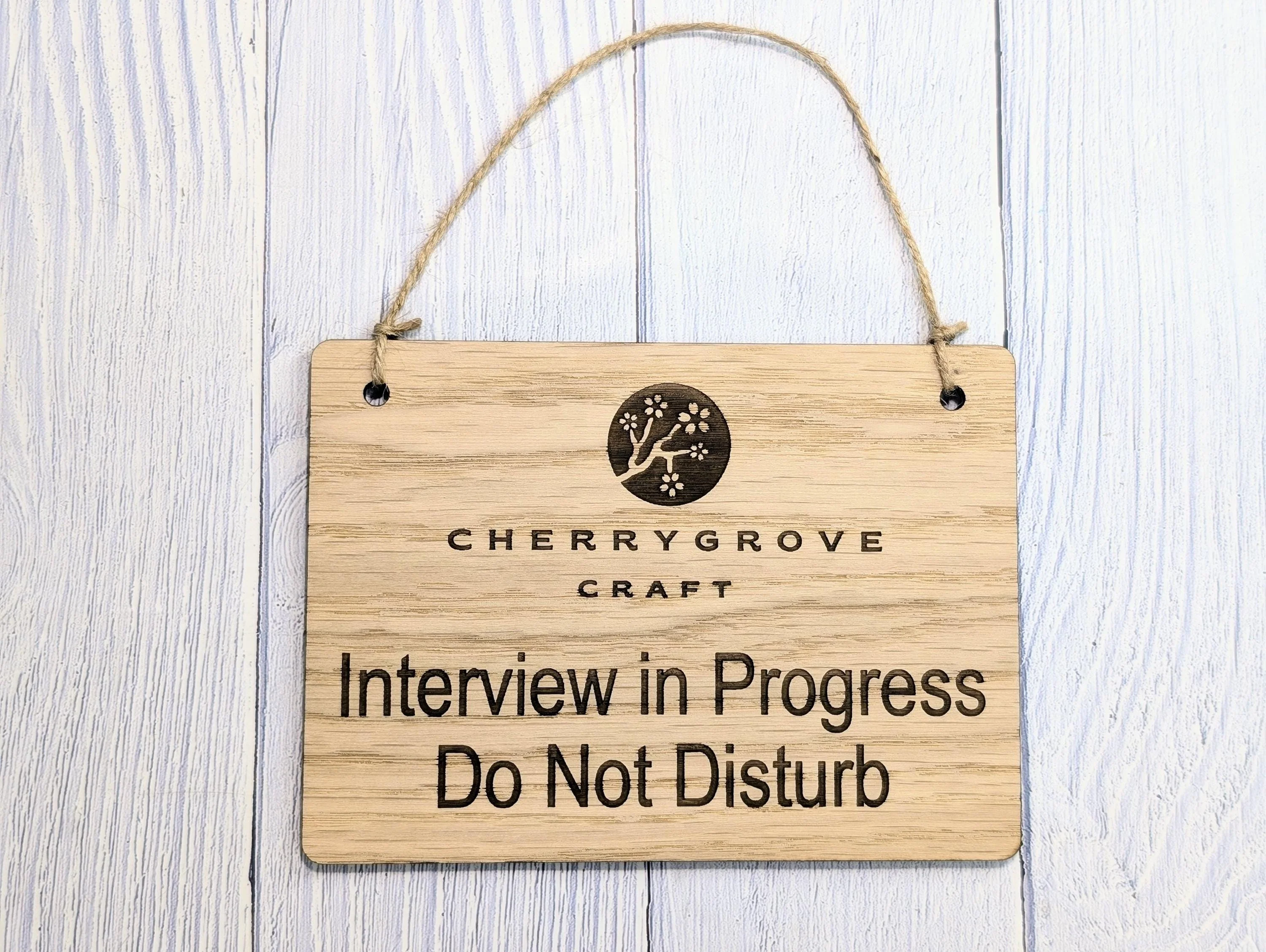 Interview in Progress, Do Not Disturb - Hanging Sign, 4 Sizes, Add Your Text or Logo, Personalised Wooden Hanging Sign,Door Sign - Image 6