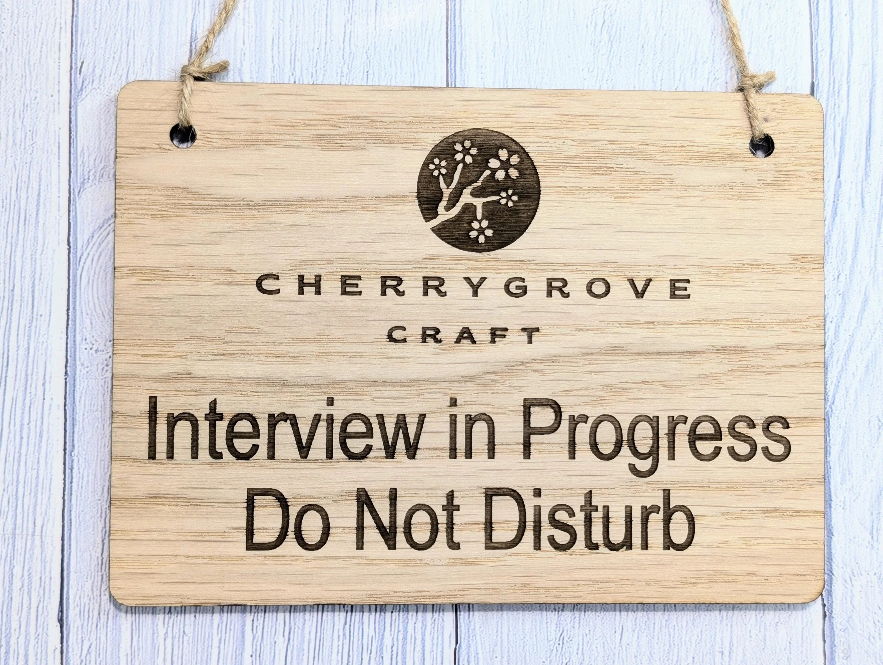 Interview in Progress, Do Not Disturb - Hanging Sign, 4 Sizes, Add Your Text or Logo, Personalised Wooden Hanging Sign,Door Sign - Image 7