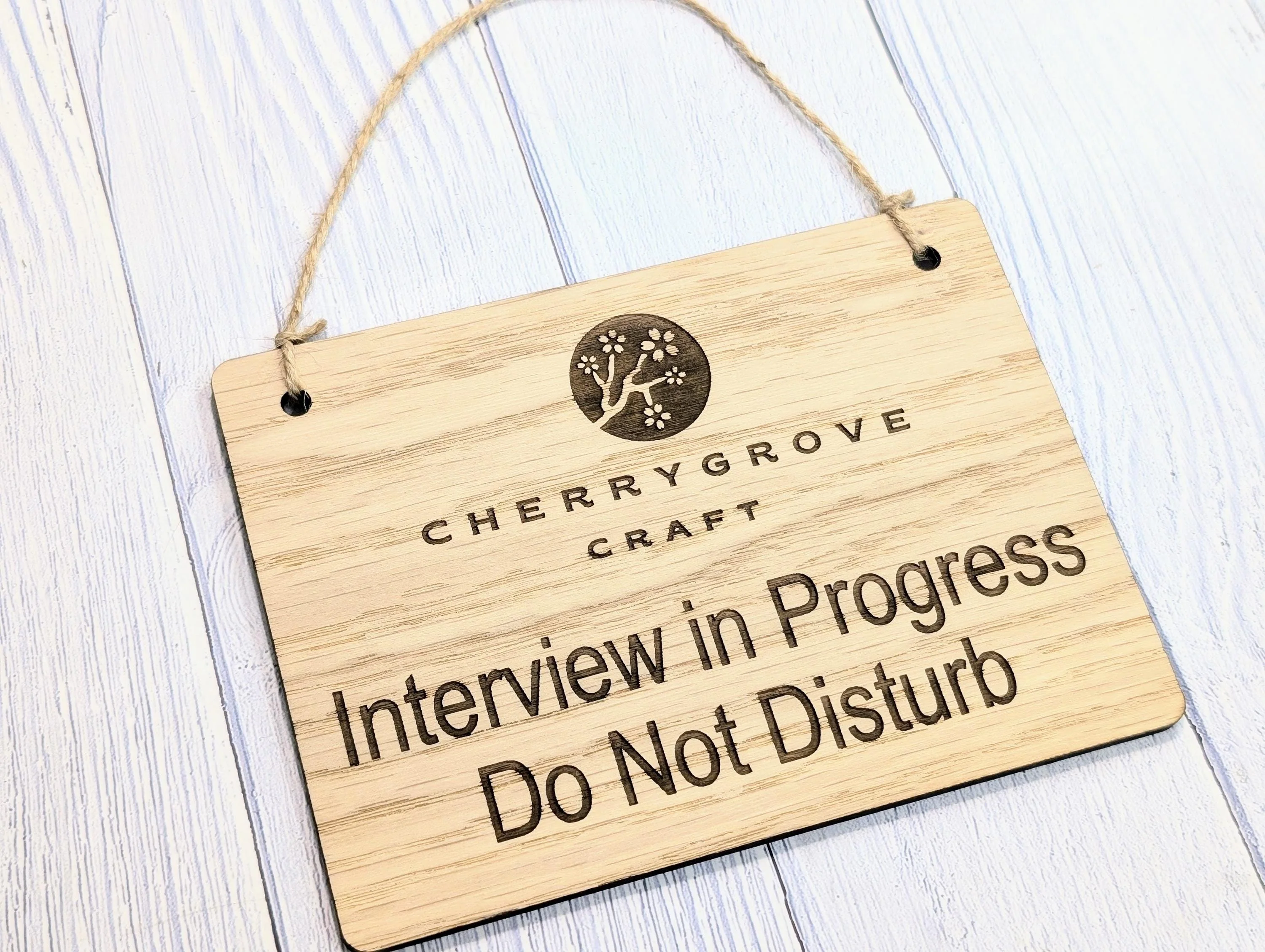 Interview in Progress, Do Not Disturb - Hanging Sign, 4 Sizes, Add Your Text or Logo, Personalised Wooden Hanging Sign,Door Sign - Image 8