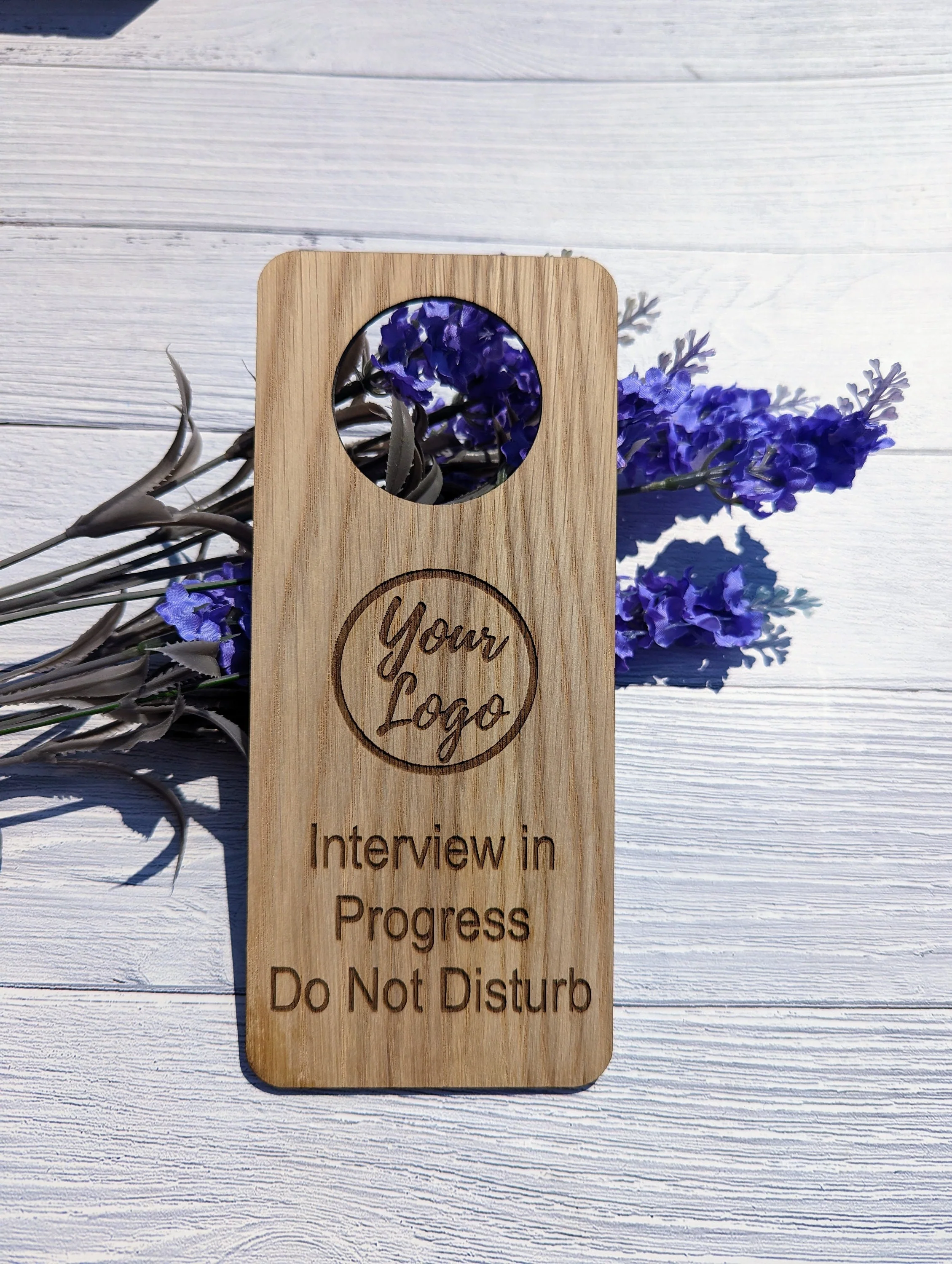 Interview in Progress, Do Not Disturb - Wooden Door Hanger, Personalised Sign, Interview Sign, Meeting Decor, Conference Room Sign - Image 4