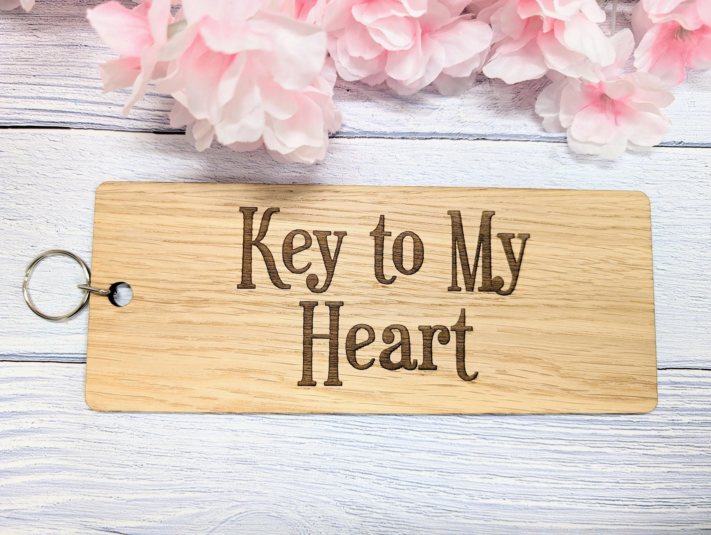 Key to my Heart - Wooden Keyring - Extra-Large 200x80mm – Romantic Oak Key Accessory, Love Gift - Image 6