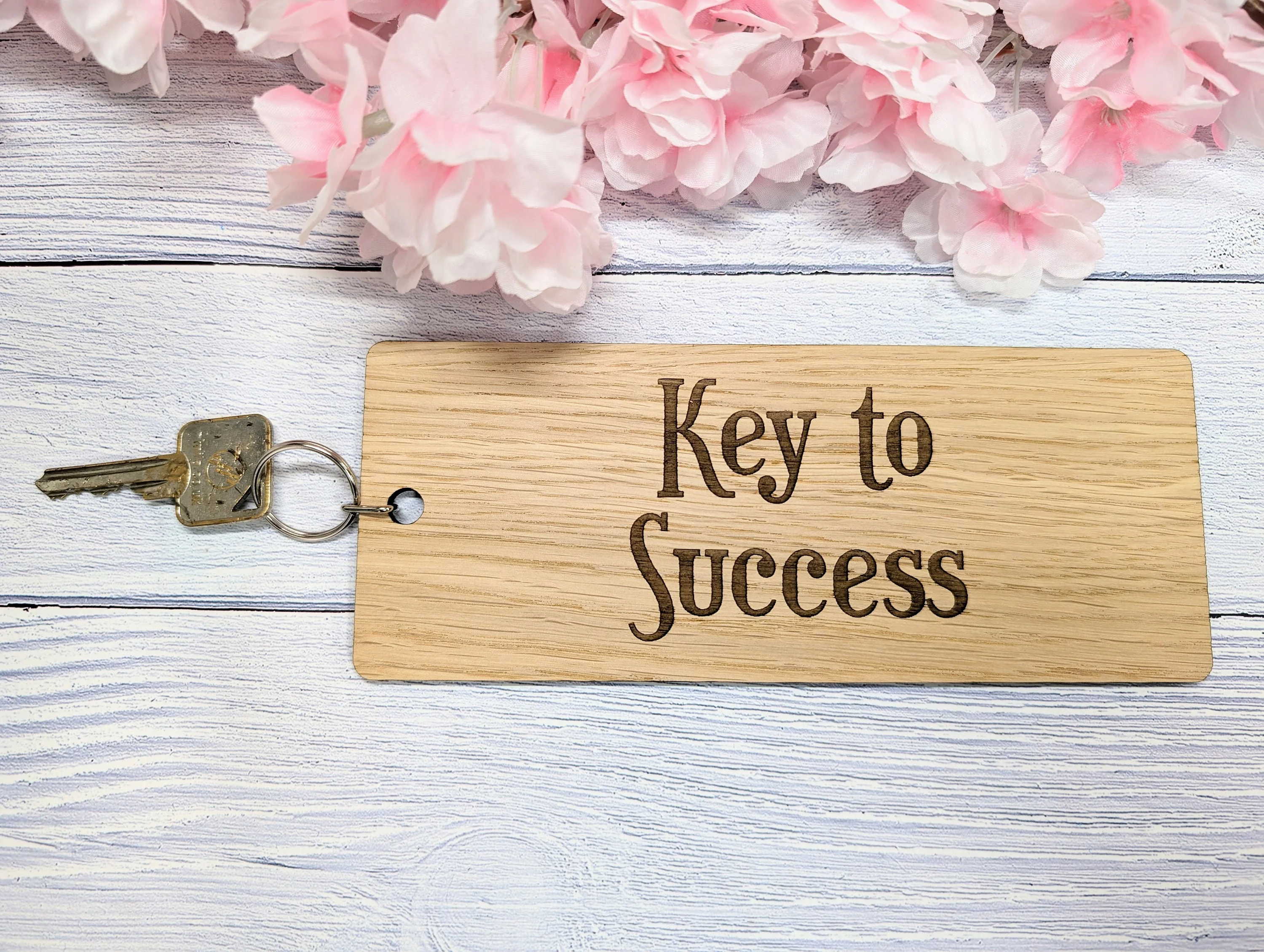 Key to Success - Wooden Keyring - Extra-Large 200x80mm – Inspirational Oak Veneer Key Accessory, Motivational Gift - Image 2