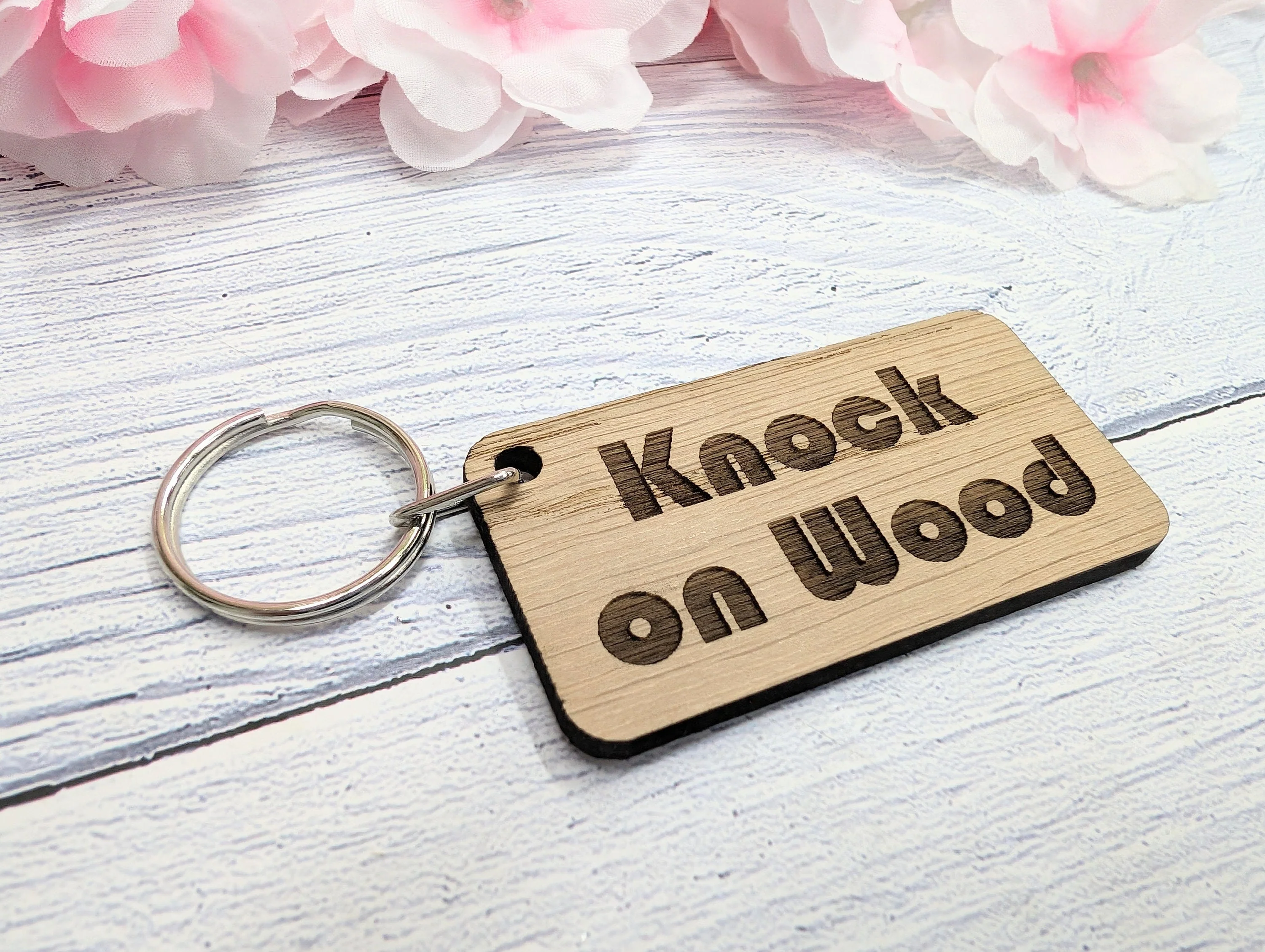 Knock on Wood Oak Veneer Keyring - 65x35mm, Superstition Inspired | Unique Good Luck Charm, Eco-Friendly, Perfect for Gift-Giving - Image 9