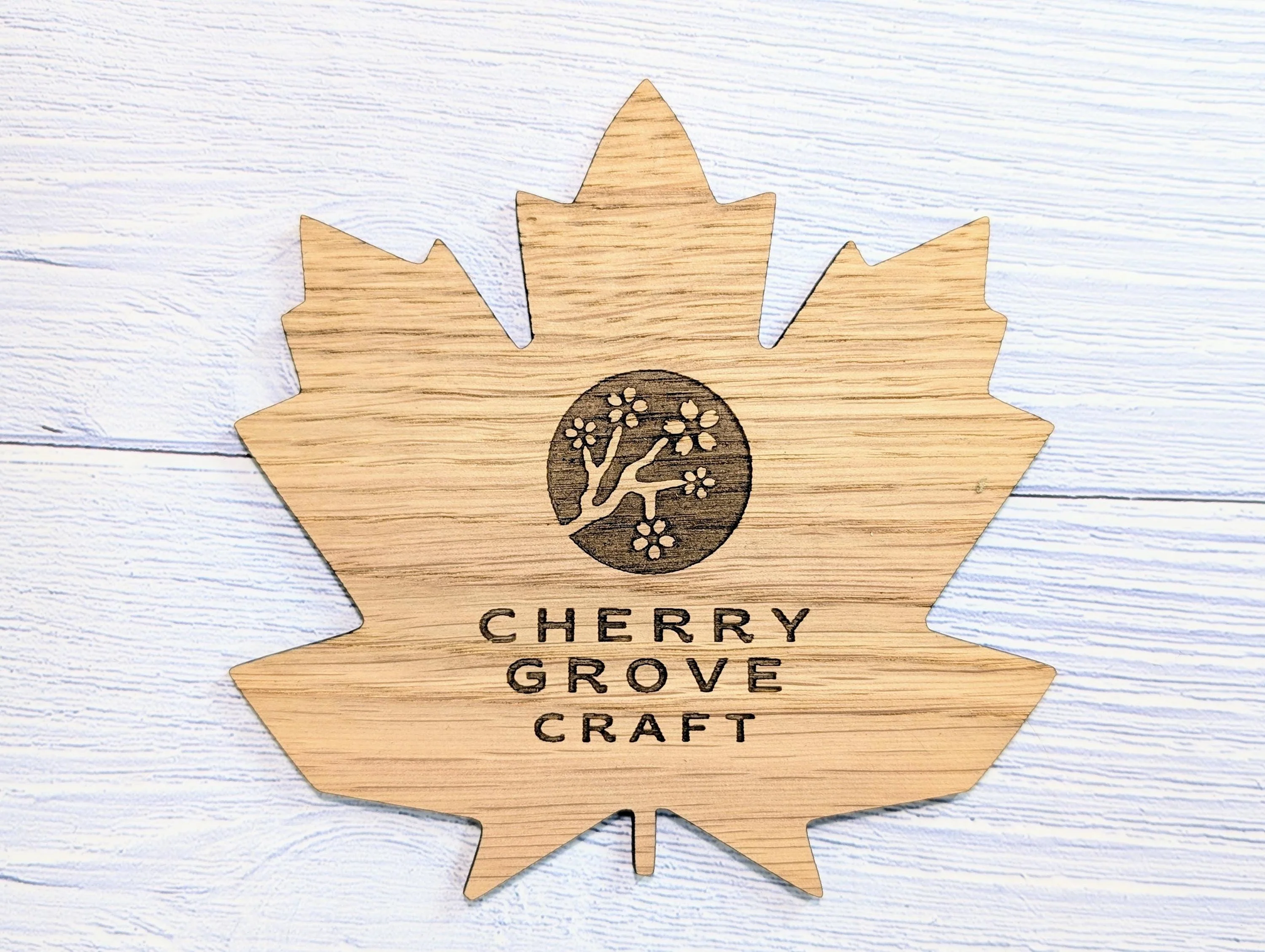 Leaf Shaped Wooden Logo Coasters - Personalised – Eco-Friendly Gift, Custom Branded – Bespoke Sustainable Craft, 115mm Diameter, Oak Wood - Image 4