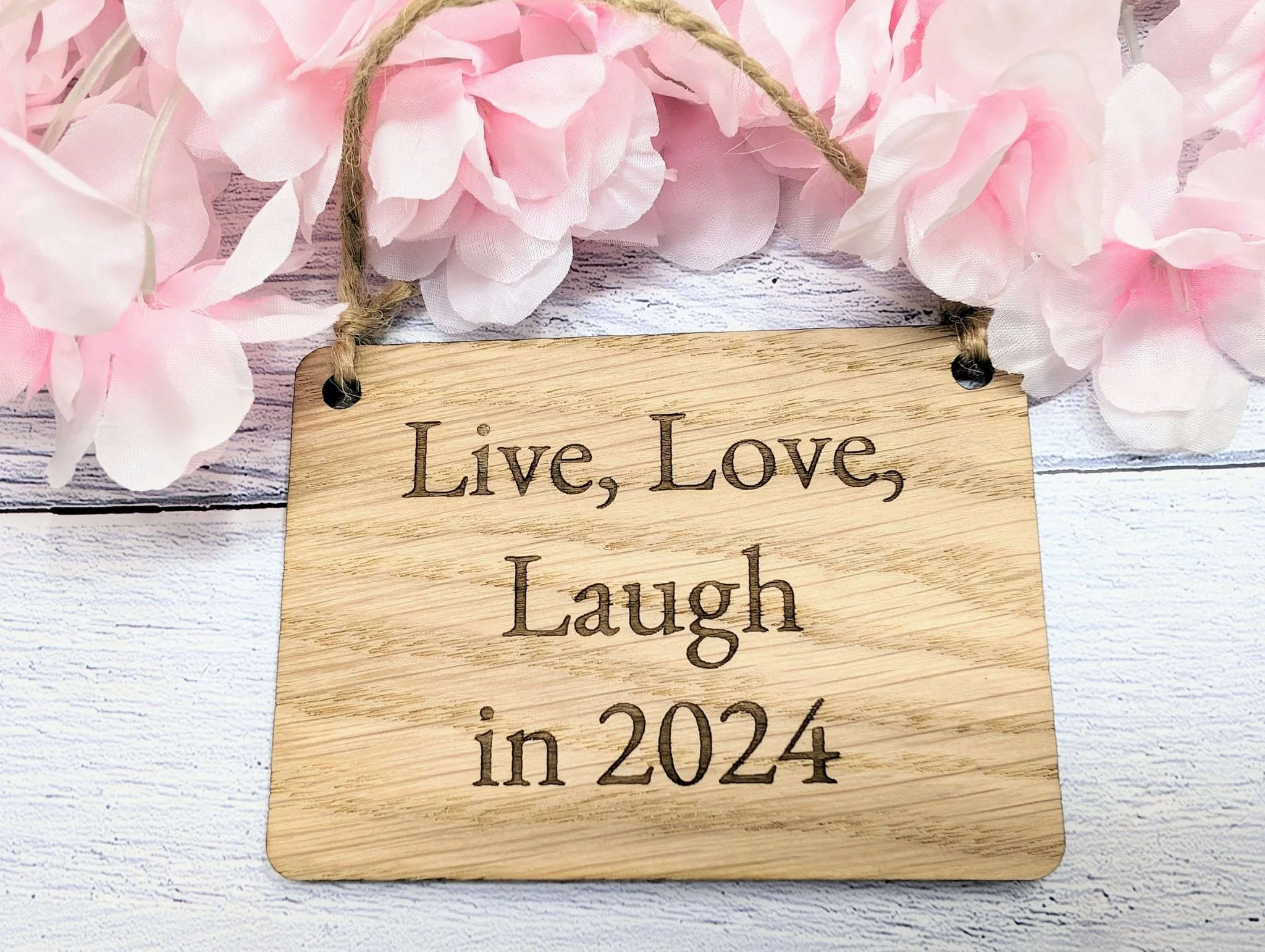 Live, Love, Laugh in 2024 - Wooden Sign - Eco-Friendly Oak Veneer, 4 Sizes Available - New Year Home Decor - Image 3