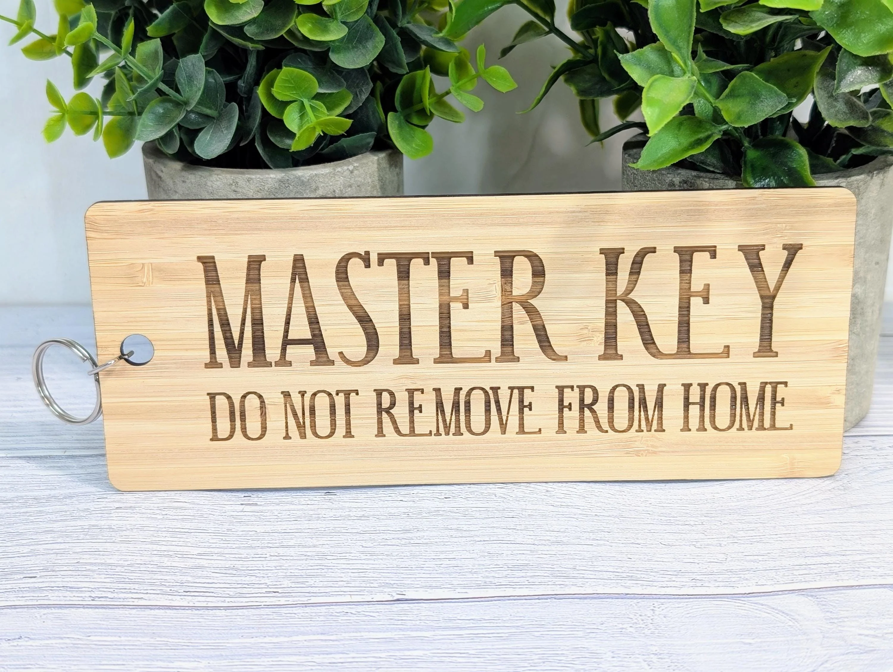 Master Key Bamboo Keyring - 'Do Not Remove From Home' Engraving | Large, Durable, Eco-Friendly, Unique Household Accessory - Image 4