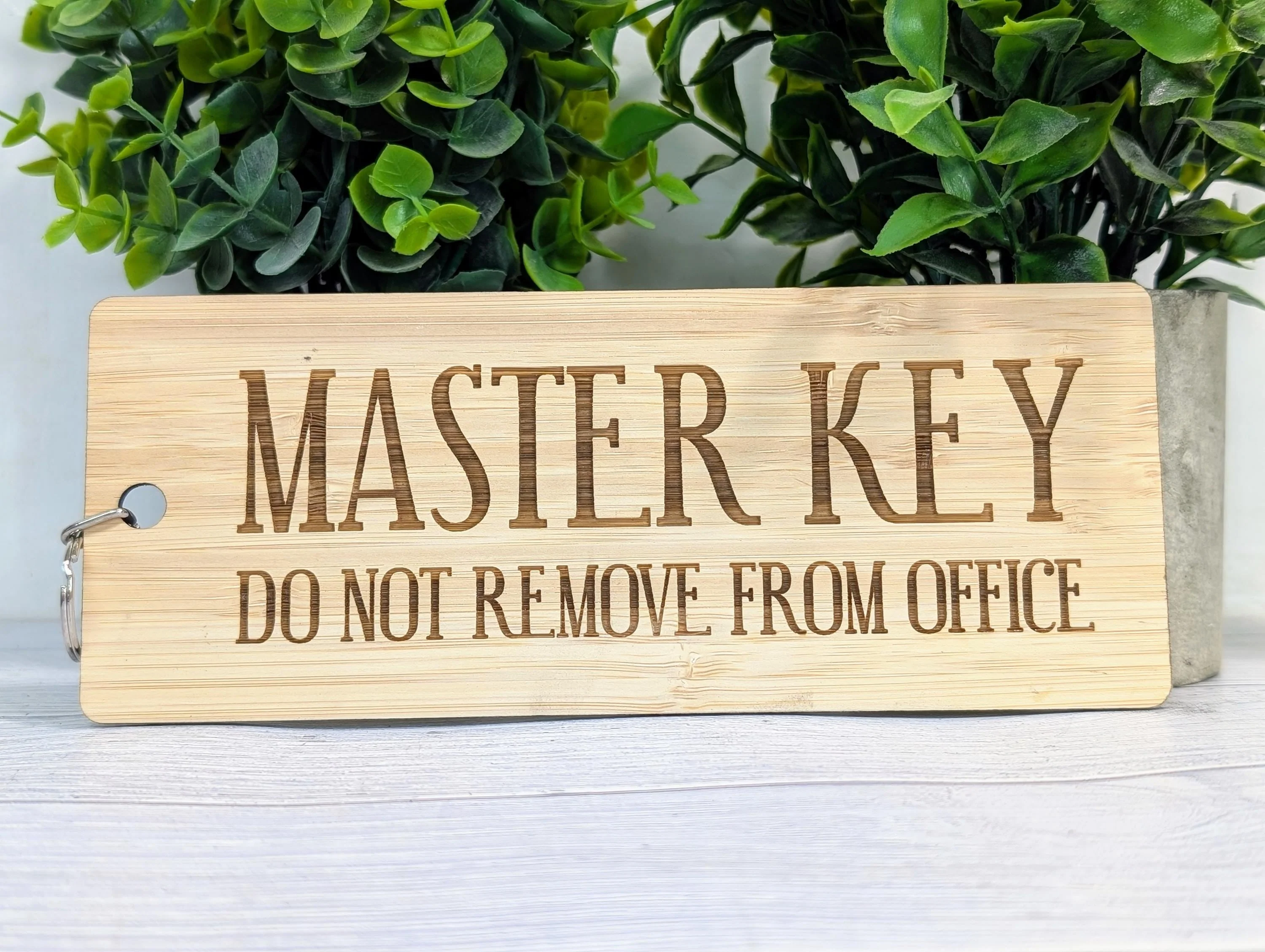 Master Key - Do Not Remove From Office - Extra-Large Bamboo Keyring - Ideal for Important Keys | Handcrafted in Wales, Eco-Friendly - Image 4