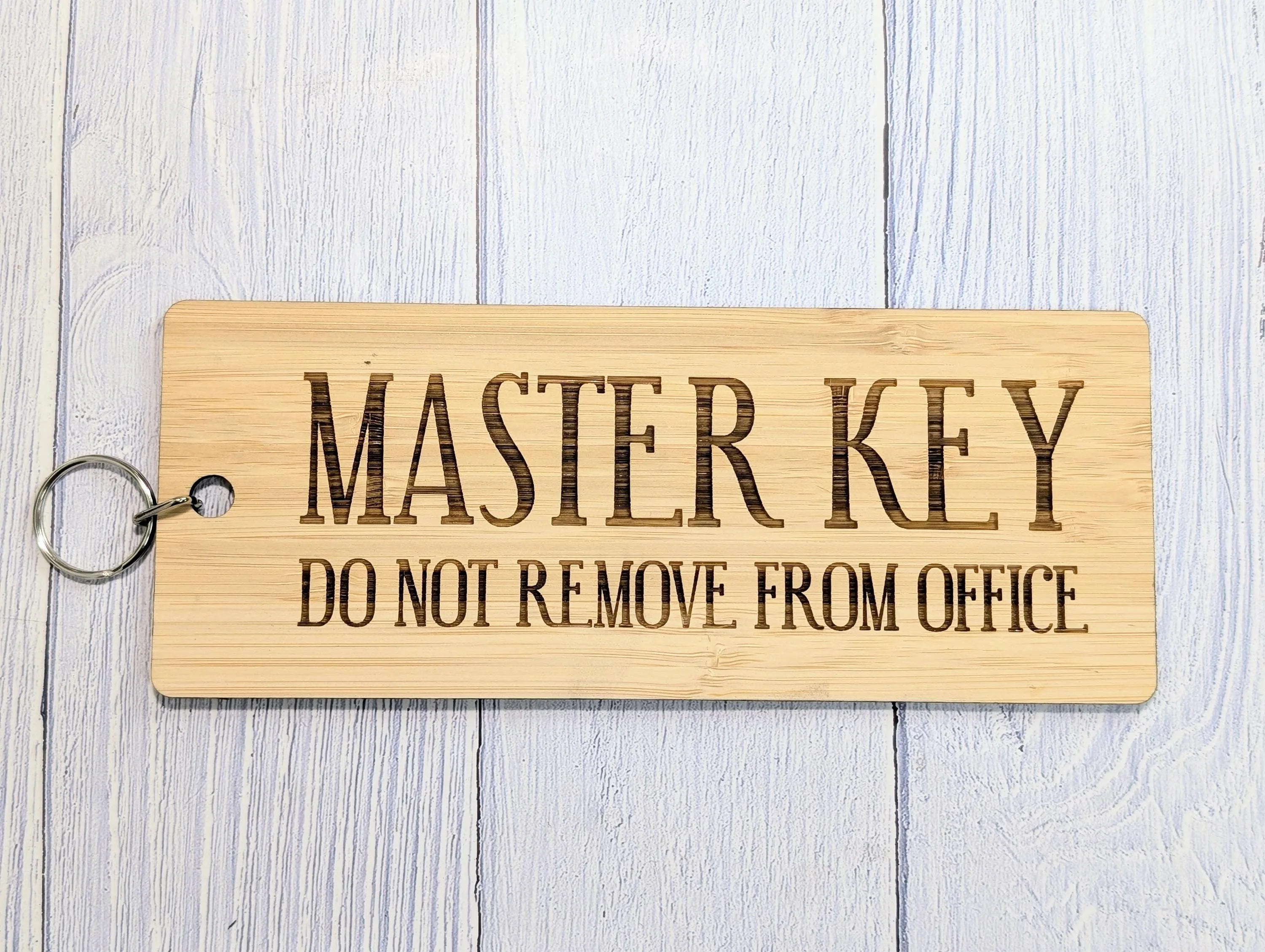 Master Key - Do Not Remove From Office - Extra-Large Bamboo Keyring - Ideal for Important Keys | Handcrafted in Wales, Eco-Friendly - Image 6