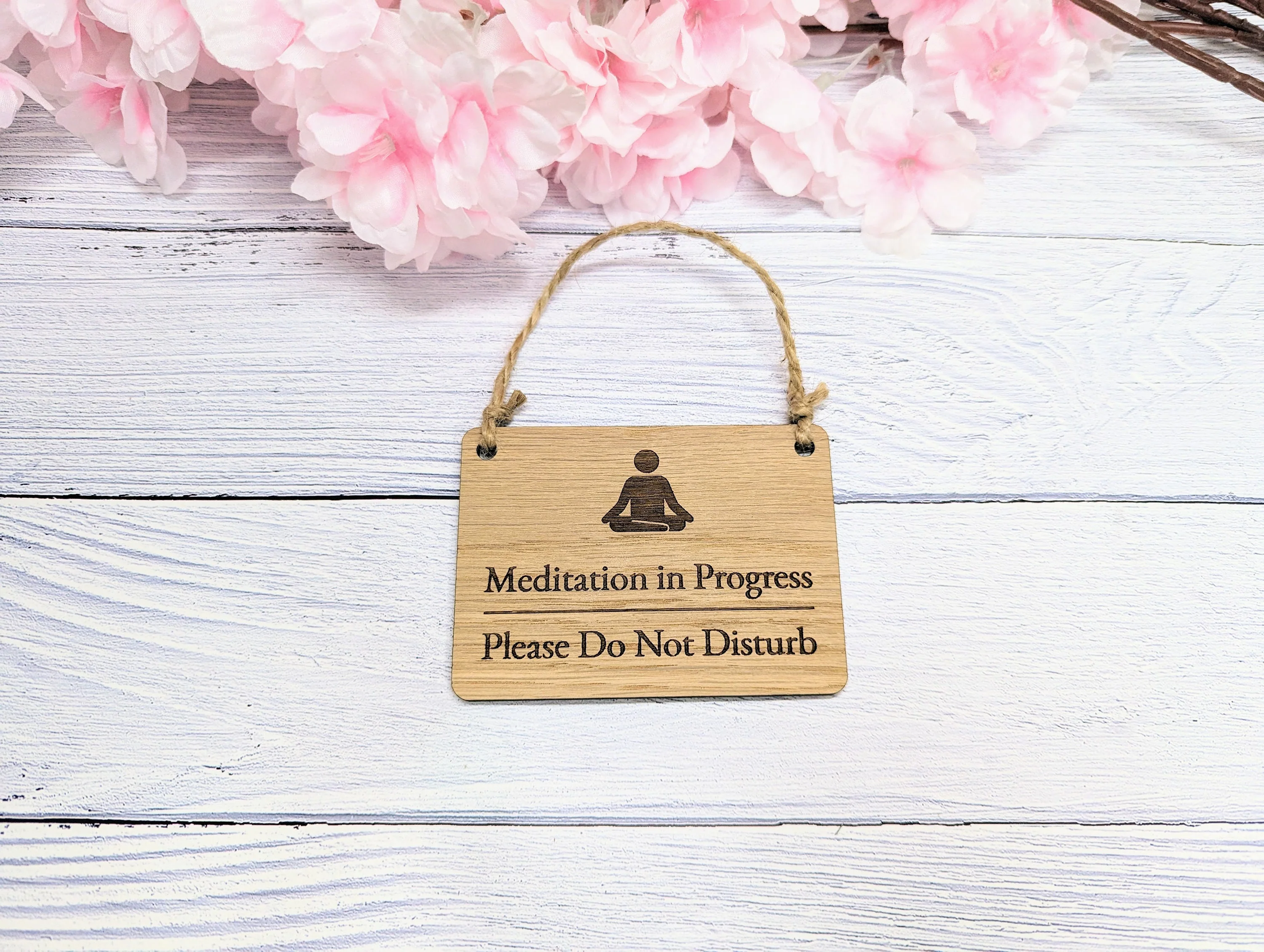 Meditation in Progress, Please Do Not Disturb - Door Sign,  Oak Veneer, Mindfulness Gift, Home Office Decor - Image 2
