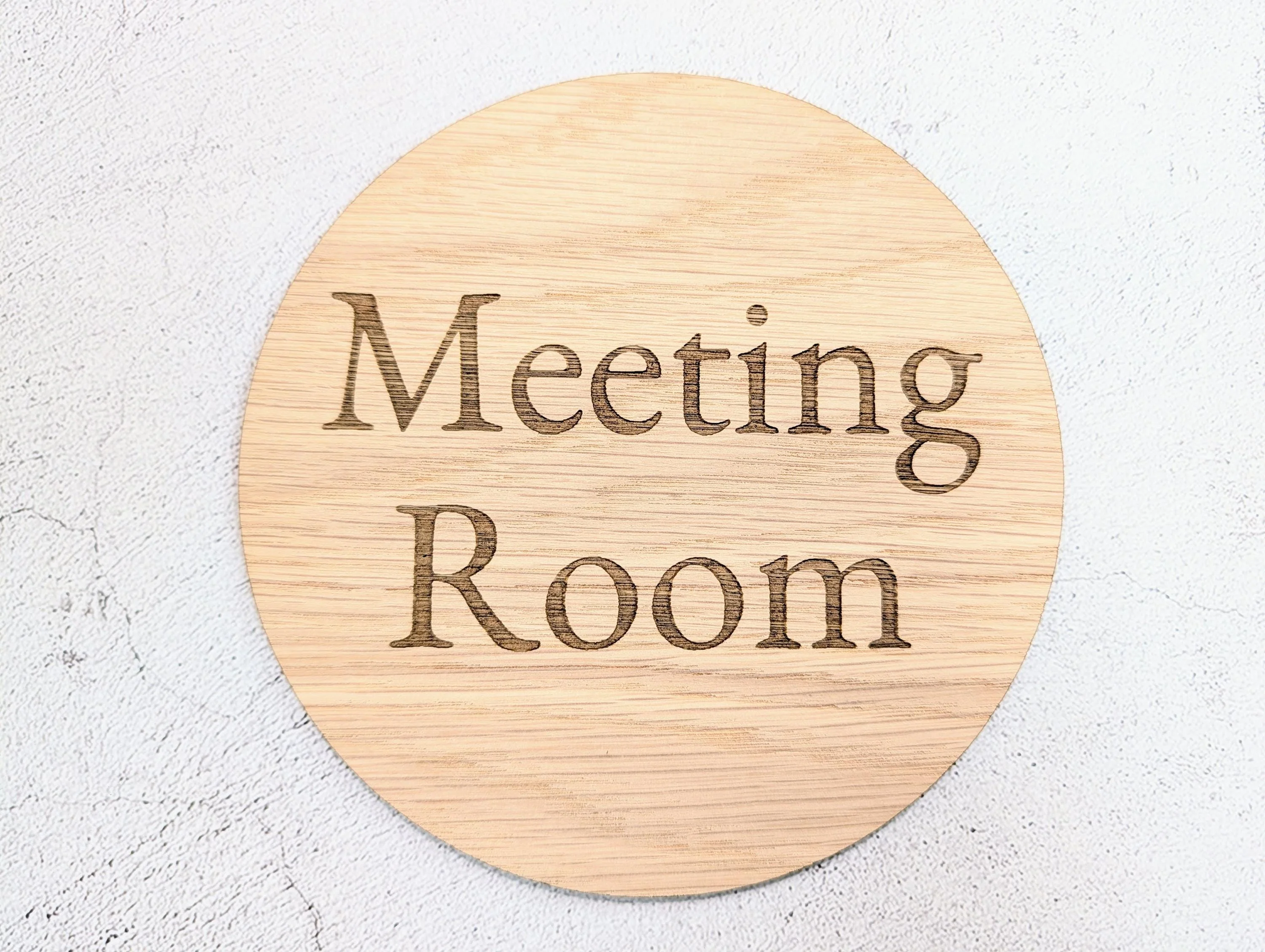 Meeting Room Door Sign – Circular Oak Veneered Wooden Sign, Indoor Office Wall Sign, Handmade in Wales, Plastic-Free Packaging, 2 Sizes - Image 5