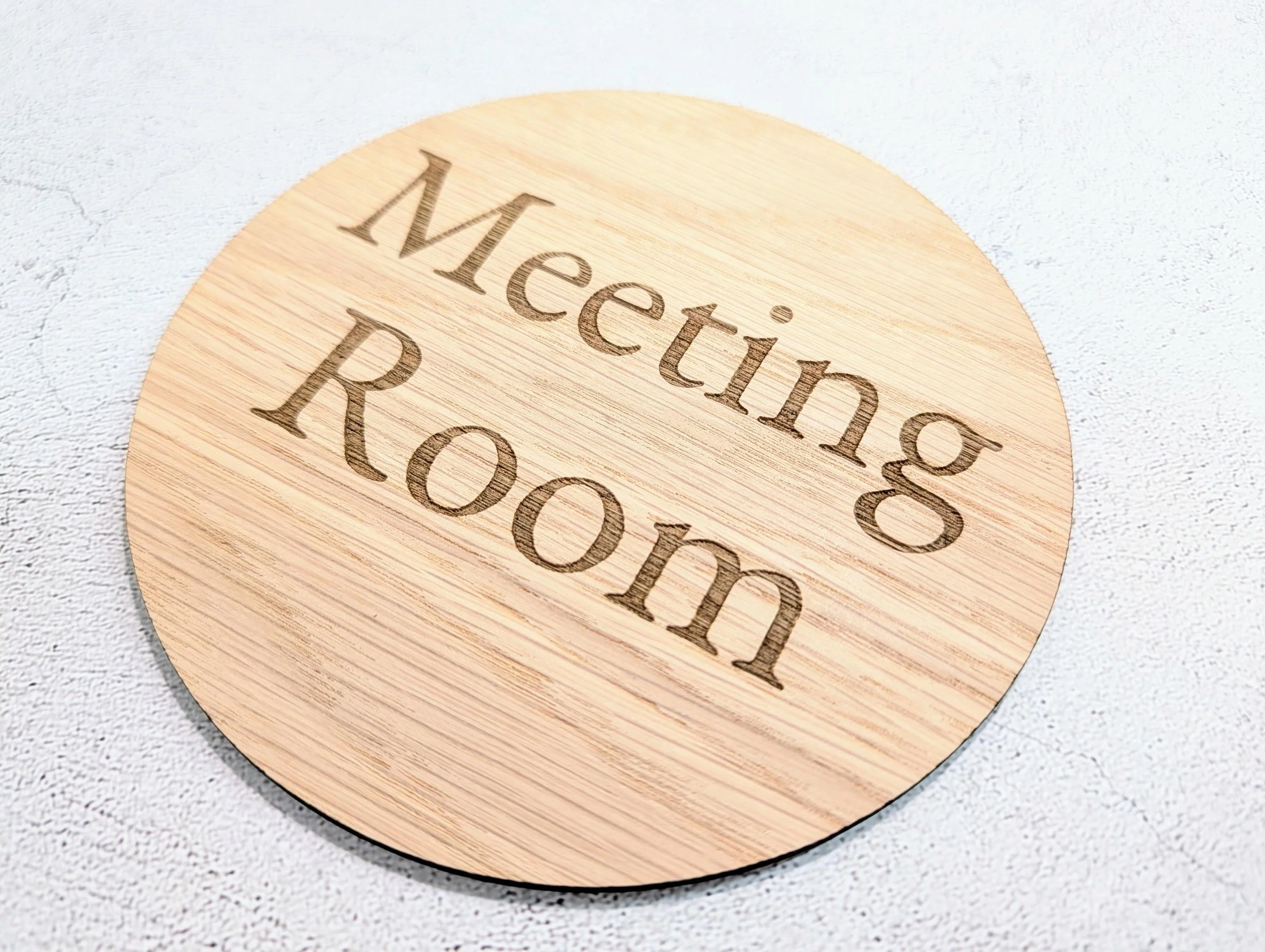 Meeting Room Door Sign – Circular Oak Veneered Wooden Sign, Indoor Office Wall Sign, Handmade in Wales, Plastic-Free Packaging, 2 Sizes - Image 7