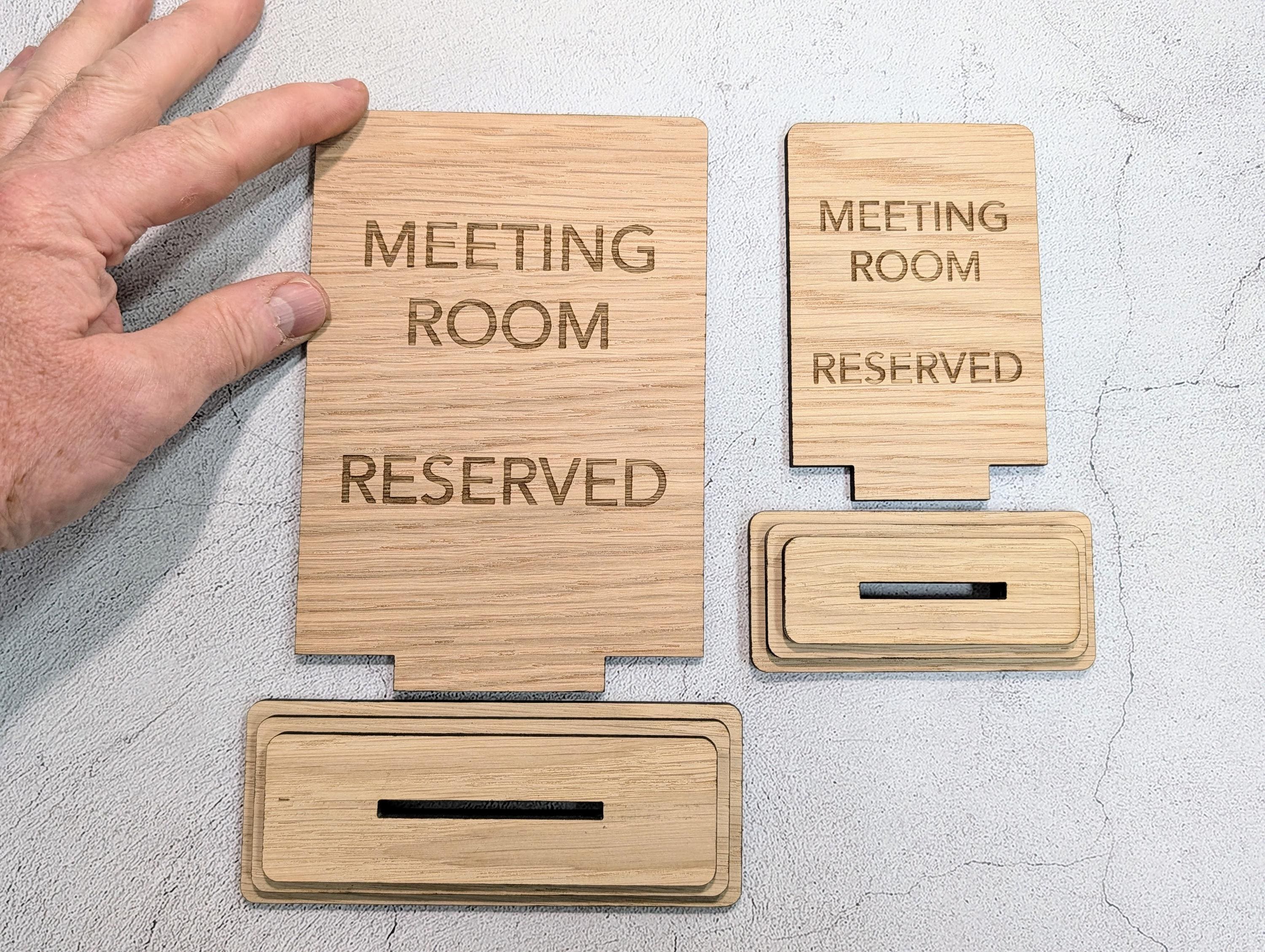 Meeting Room Reserved Sign – Wooden Table Sign, Single or Double Sided | Oak Veneer, Professional Office Display, Personalisation Option - Image 5