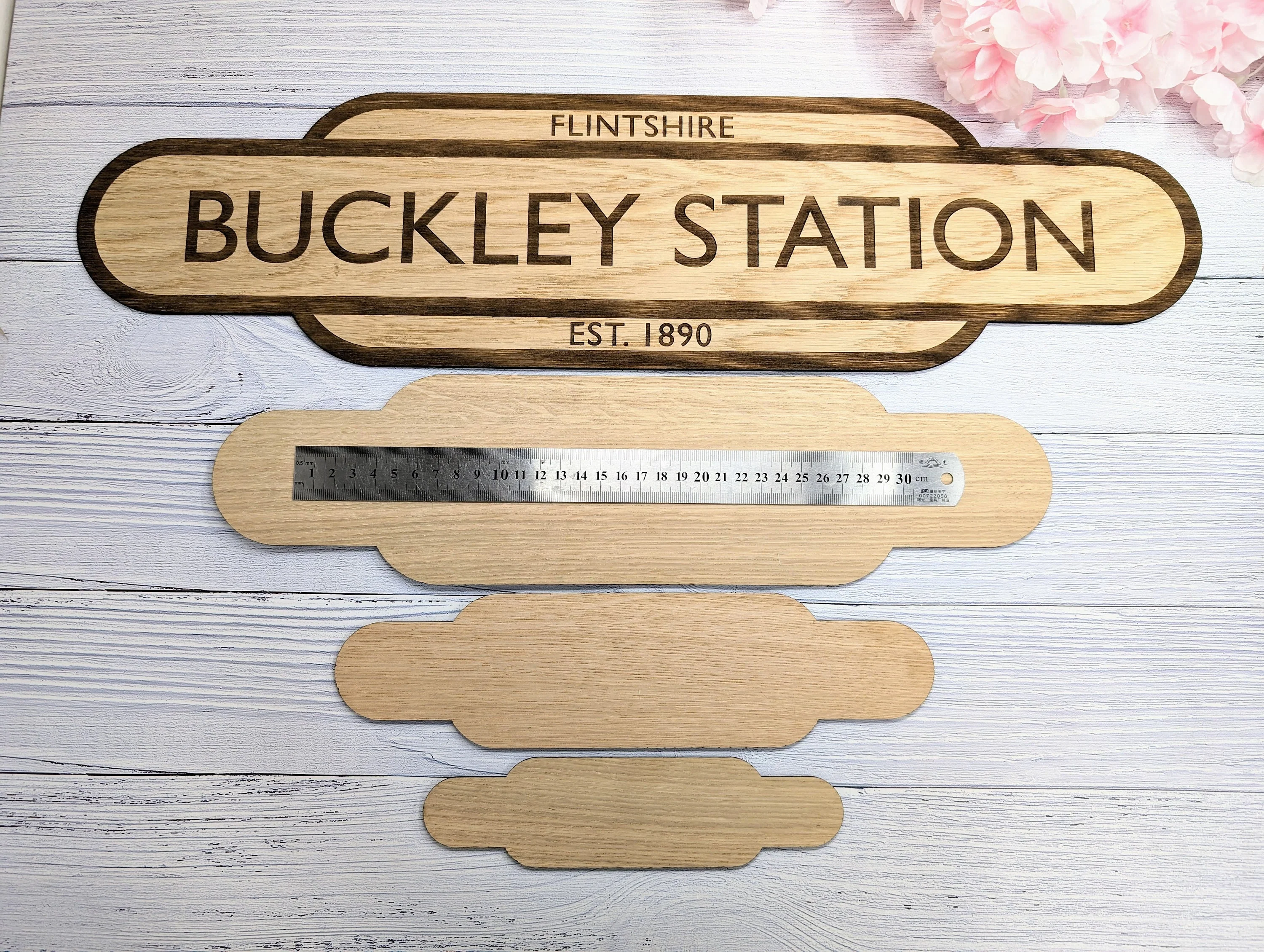 Model Railway Custom Station Sign - Oak MDF, Personalised for Enthusiasts, Authentic British Design, 4 Sizes - Image 3