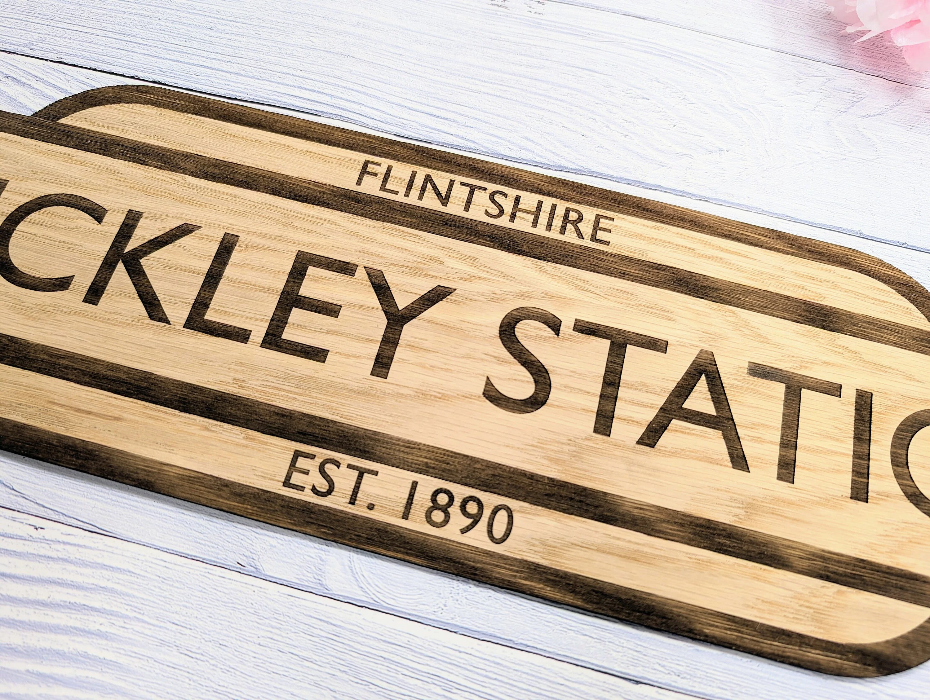 Model Railway Custom Station Sign - Oak MDF, Personalised for Enthusiasts, Authentic British Design, 4 Sizes - Image 4