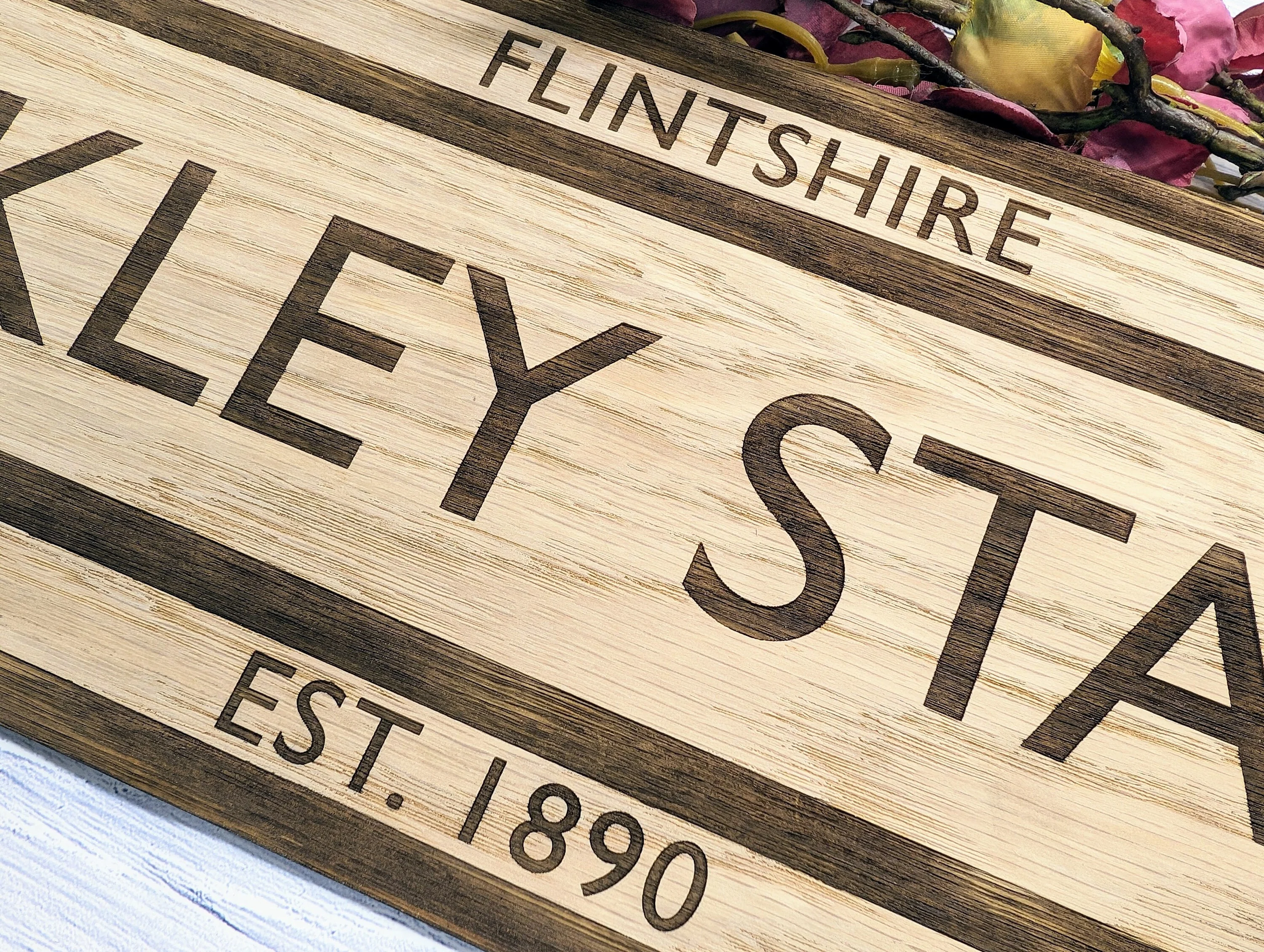 Model Railway Custom Station Sign - Oak MDF, Personalised for Enthusiasts, Authentic British Design, 4 Sizes - Image 5