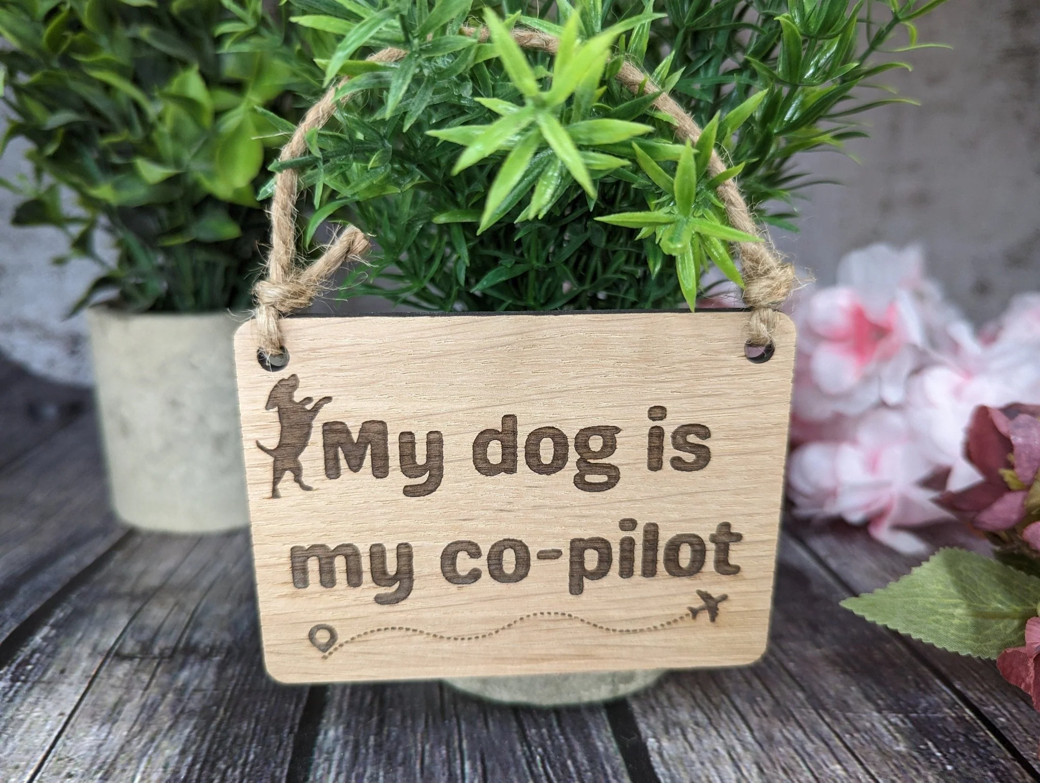 My Dog is my Co-Pilot - Wooden Sign | Wooden Hanging Sign for Dog Lovers | Doggy Birthday Gift | Bar Sign | Door Sign - Image 3