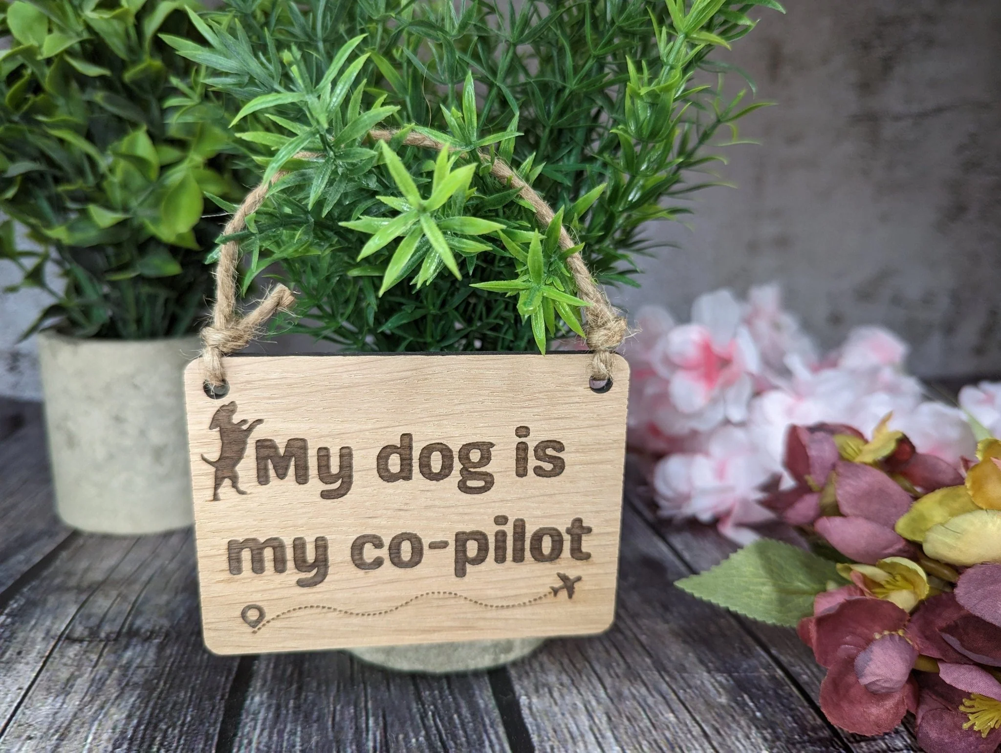 My Dog is my Co-Pilot - Wooden Sign | Wooden Hanging Sign for Dog Lovers | Doggy Birthday Gift | Bar Sign | Door Sign - Image 4