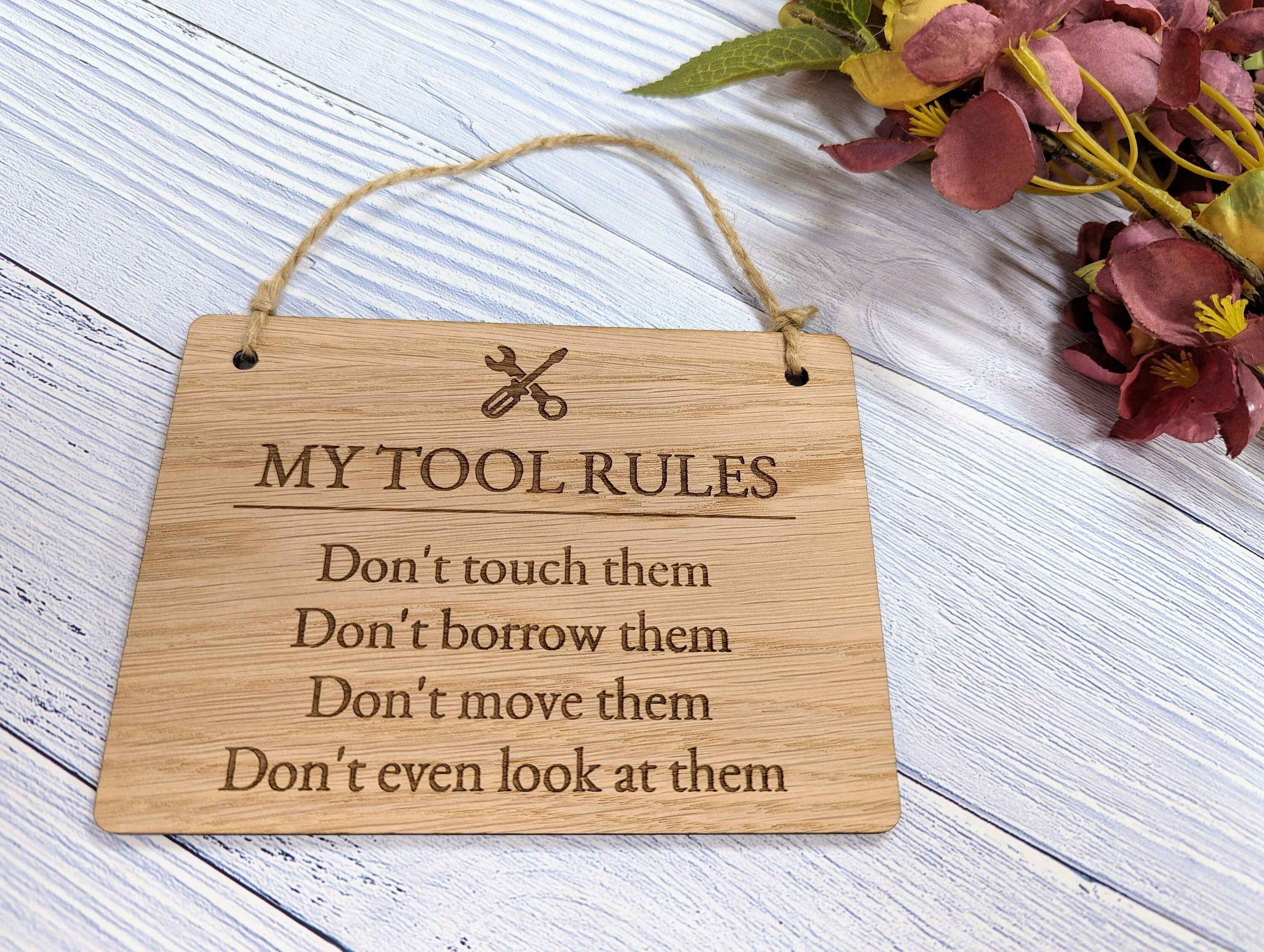 My Tool Rules - Funny Wooden Workshop Sign - Perfect Gift for Dad, Husband, or Grandad Who Loves His Tools - Workshop Decor - Image 2