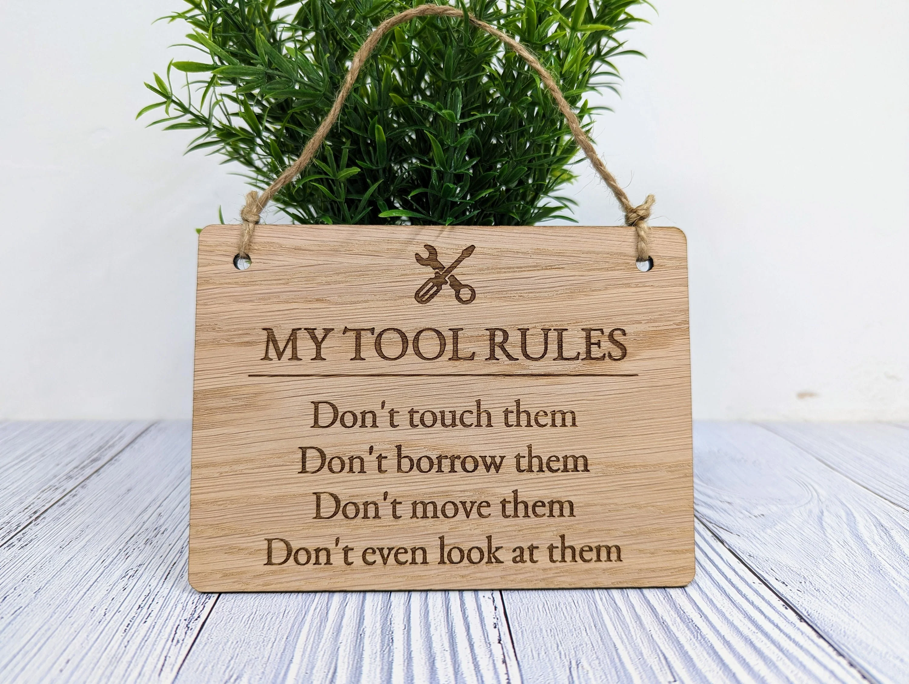 My Tool Rules - Funny Wooden Workshop Sign - Perfect Gift for Dad, Husband, or Grandad Who Loves His Tools - Workshop Decor - Image 4