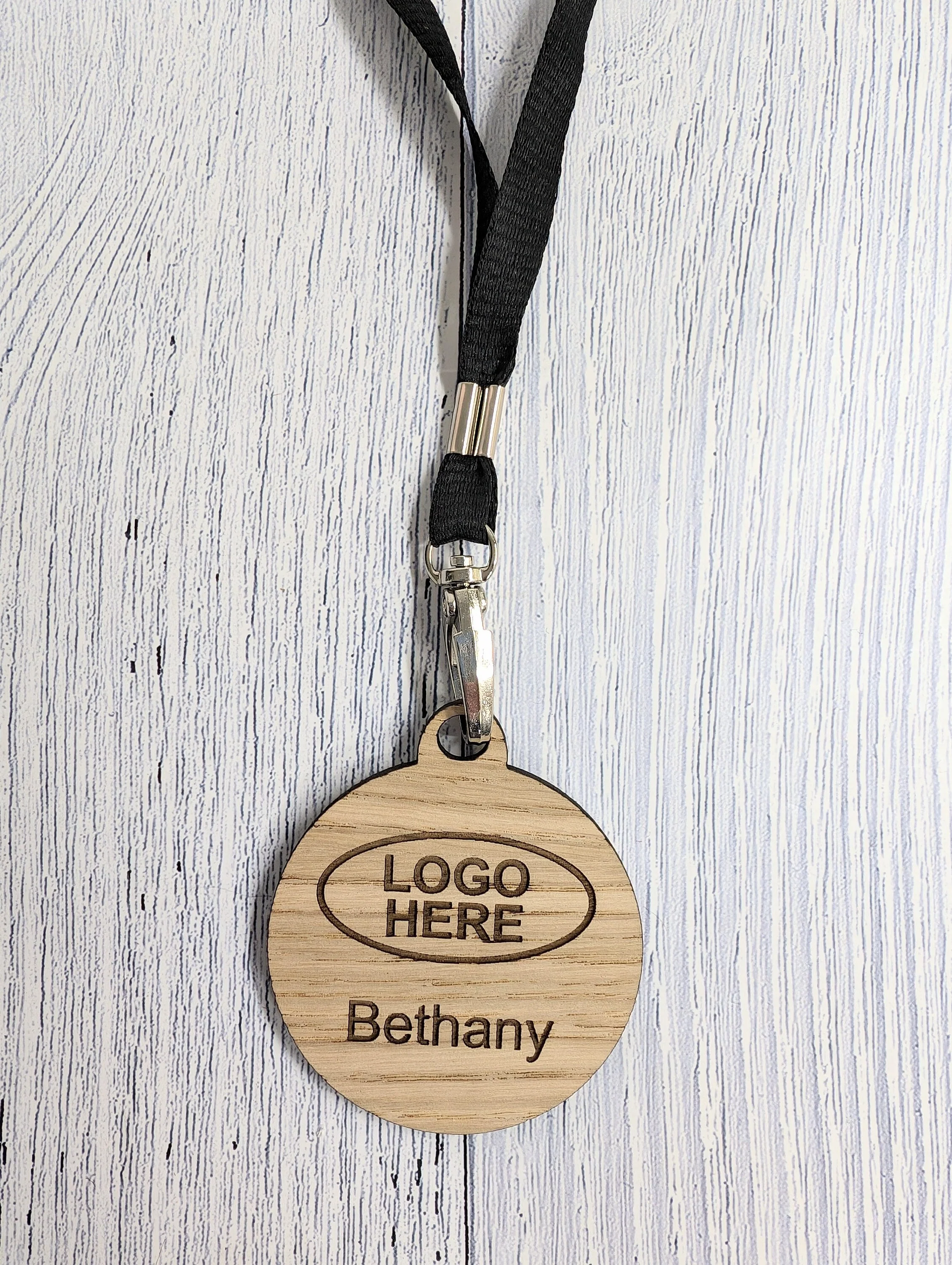 Name Badges, Eco-Friendly Round Staff ID Tags with Lanyards - Customisable with Logo, & Text, 60mm x 70mm, Bulk Discounts, Personalised Tags - Image 7