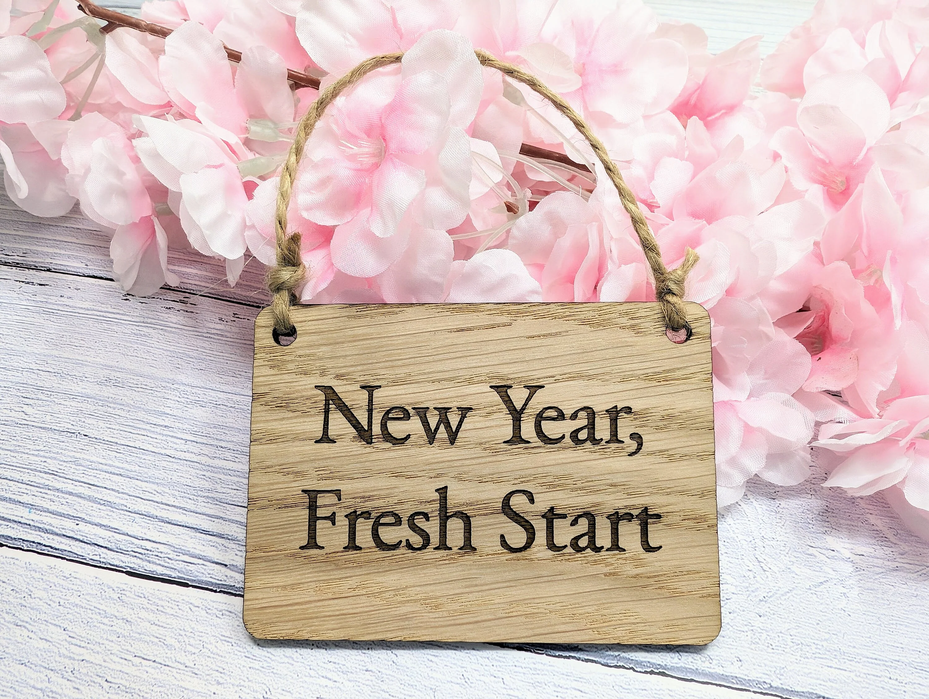 New Year, Fresh Start Oak Sign - Customisable, Motivational 2024 Decor - Image 6
